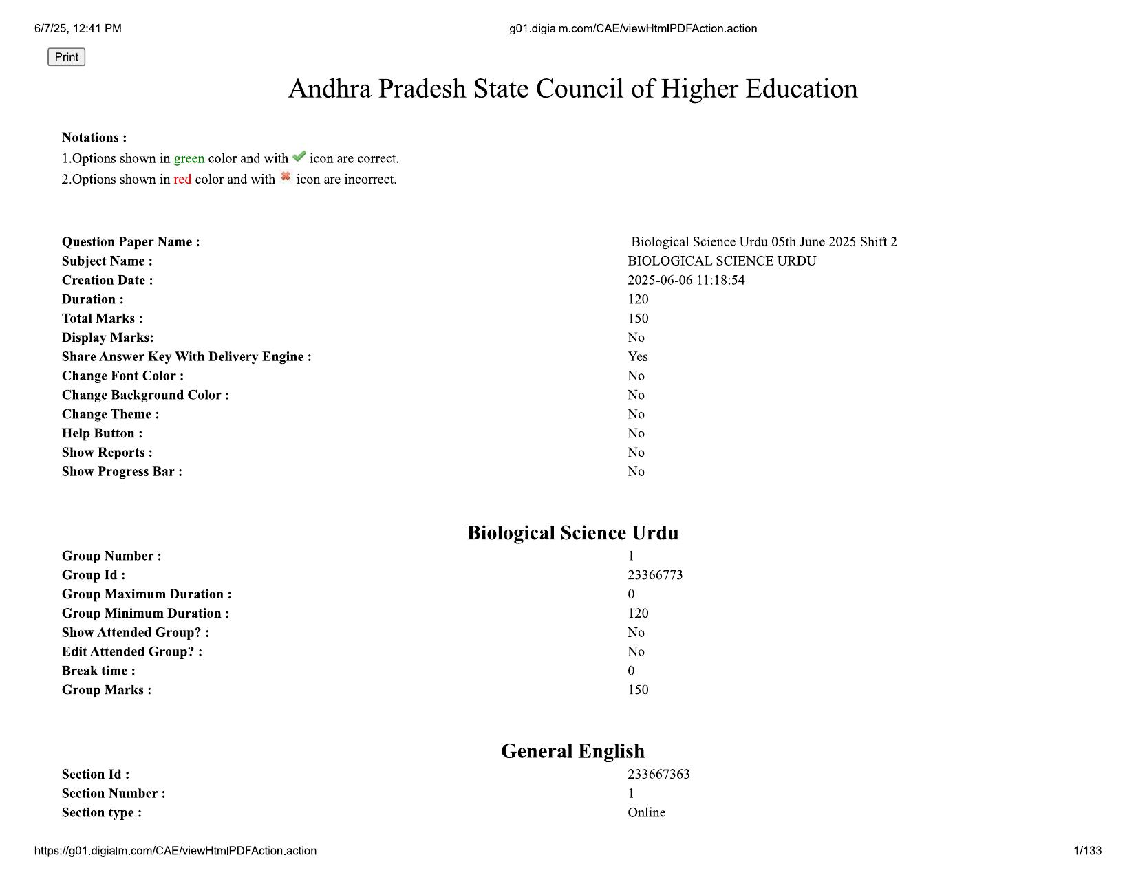 AP EDCET 2025 Biological Science Question Paper with Answer Key (URDU) - Page 1