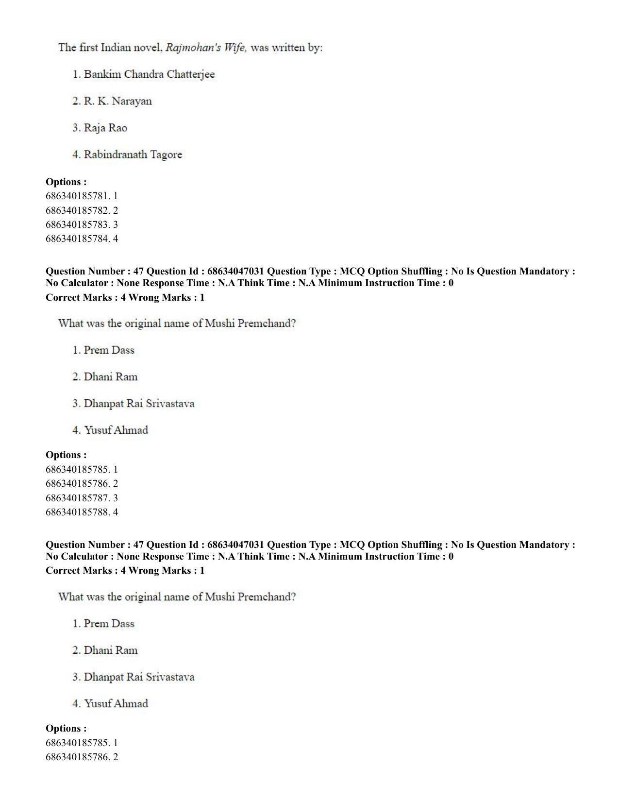 CUET PG 2023: LAQP01 – English (Hin)-Shift 2 (30-06-2023) Question Paper - Page 47