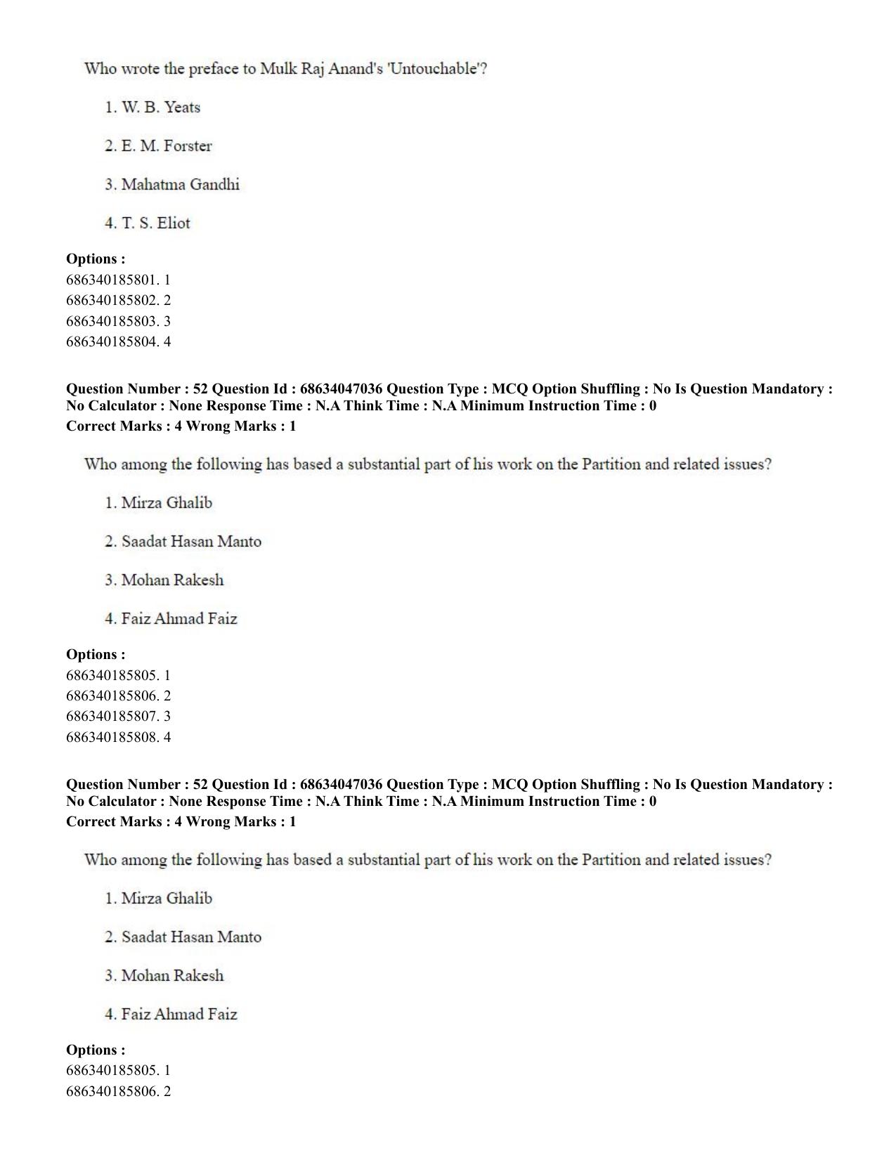 CUET PG 2023: LAQP01 – English (Hin)-Shift 2 (30-06-2023) Question Paper - Page 51