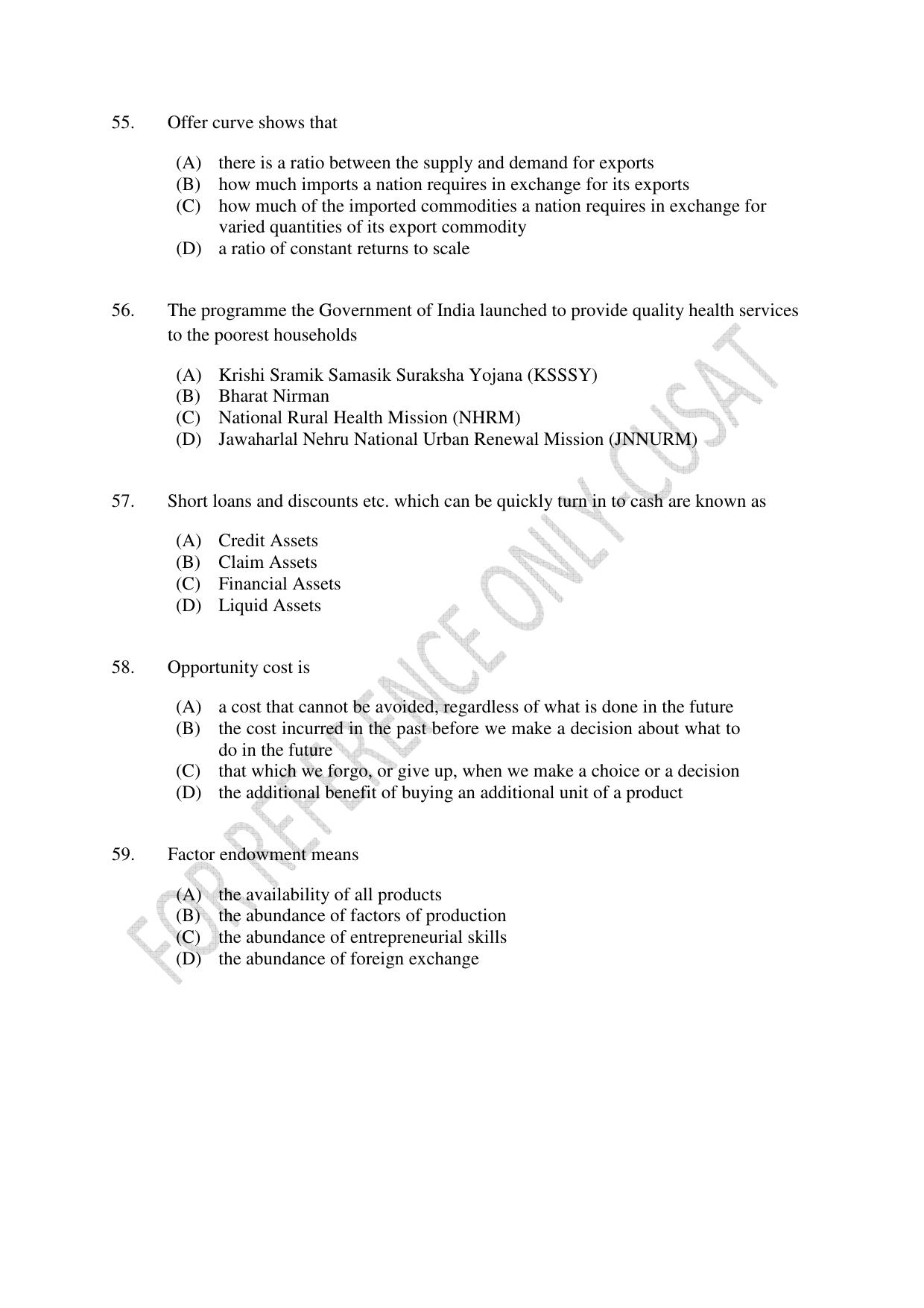 CUSAT CAT 2022 Test for MA Applied Economics Question Paper - Page 11