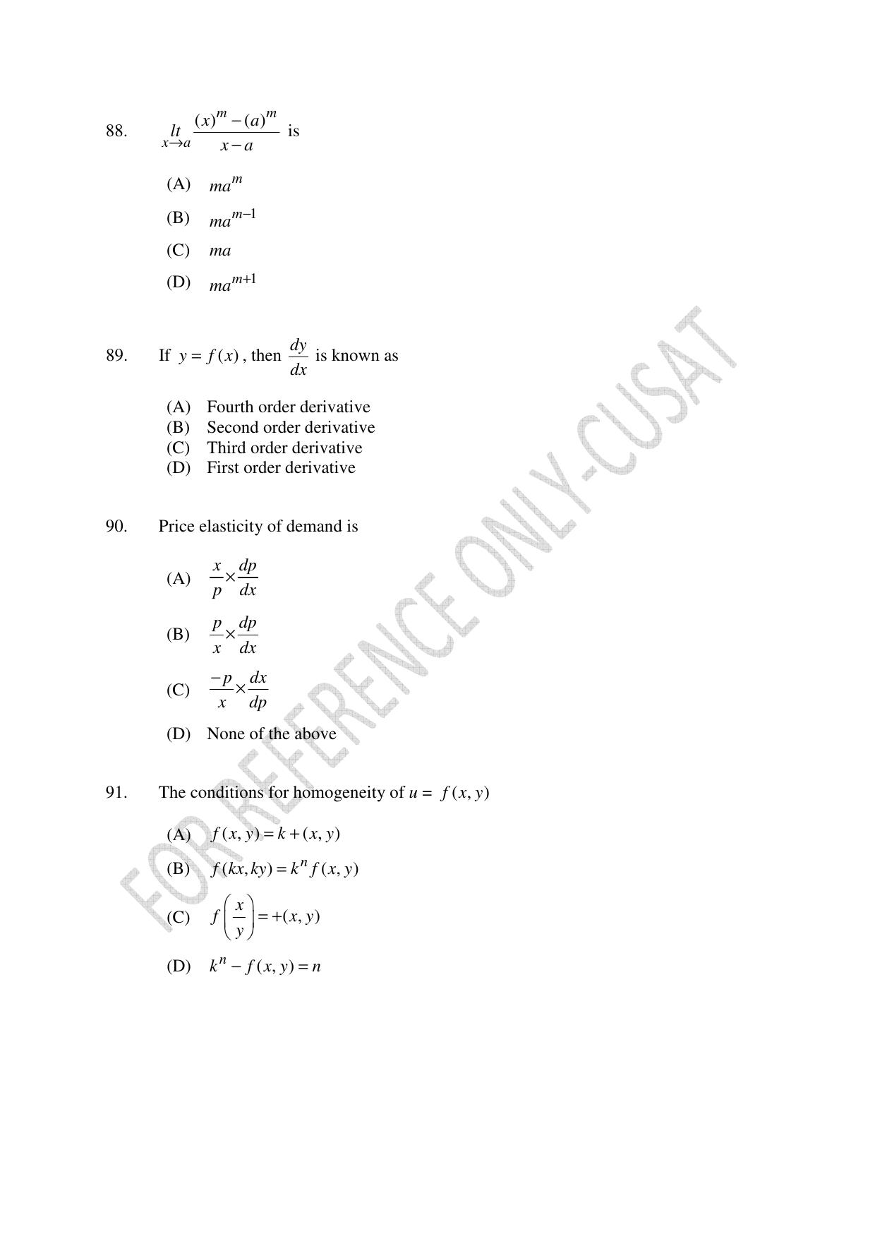 CUSAT CAT 2022 Test for MA Applied Economics Question Paper - Page 17