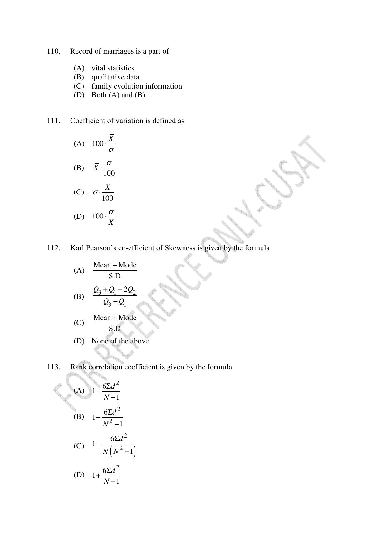 CUSAT CAT 2022 Test for MA Applied Economics Question Paper - Page 22