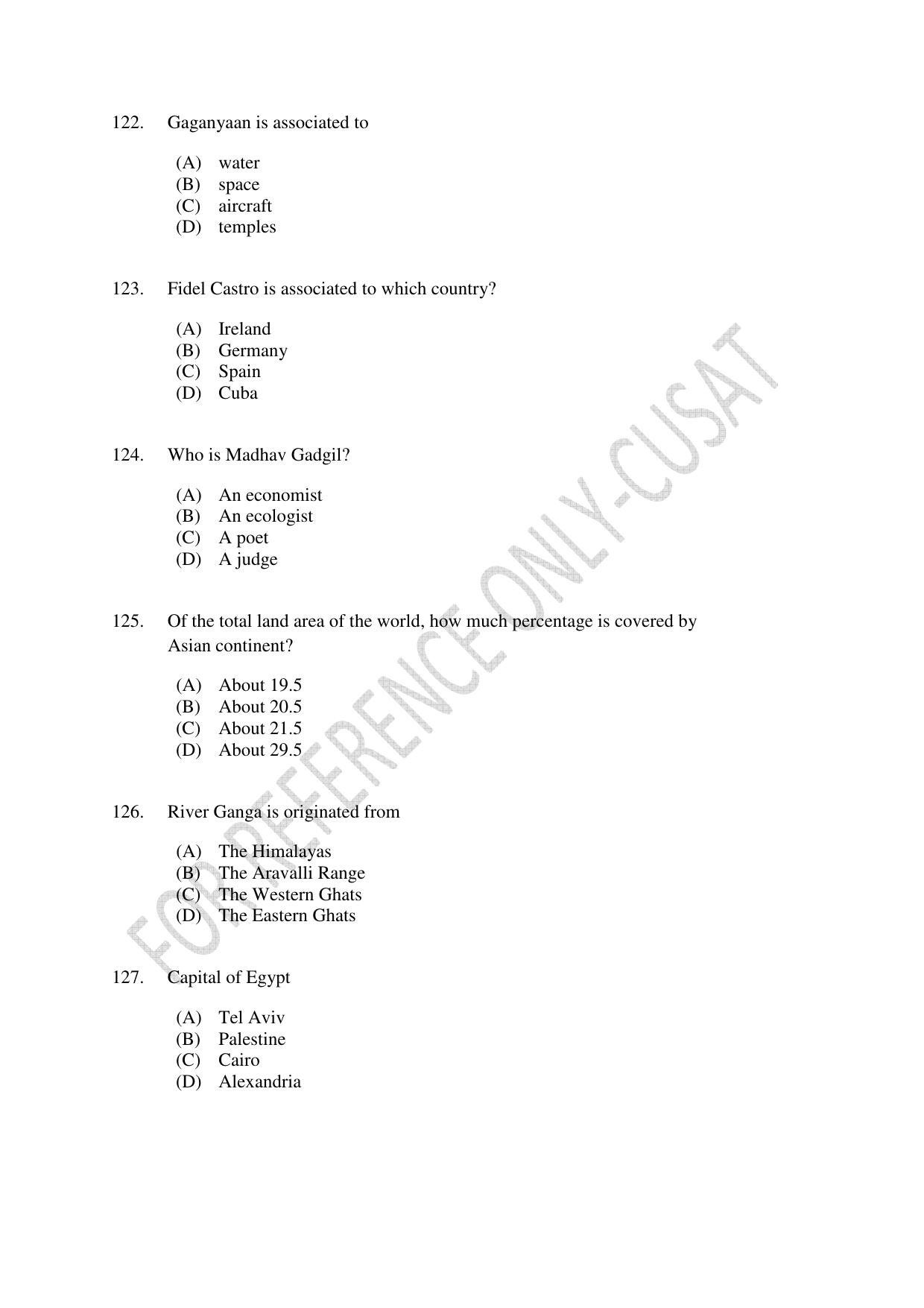CUSAT CAT 2022 Test for MA Applied Economics Question Paper - Page 25