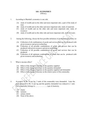 CUSAT CAT 2022 Test for MA Applied Economics Question Paper