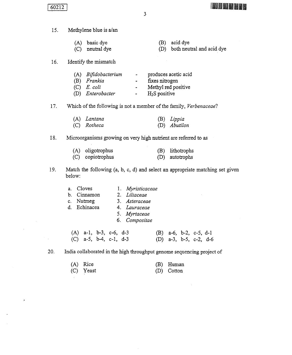 CUSAT CAT 2012 Botany Question Paper - Page 4