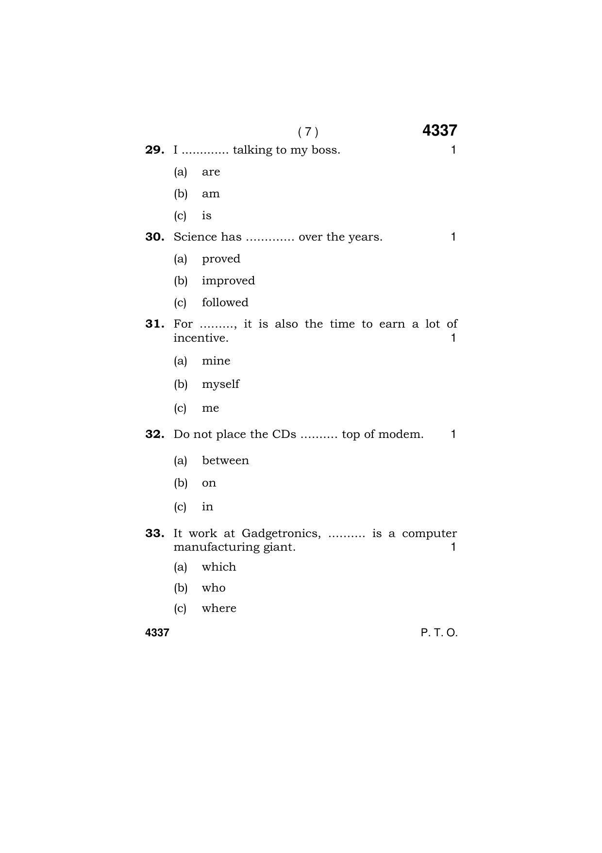 Haryana Board HBSE Class 12 IT & ITES 2019 Question Paper - Page 7