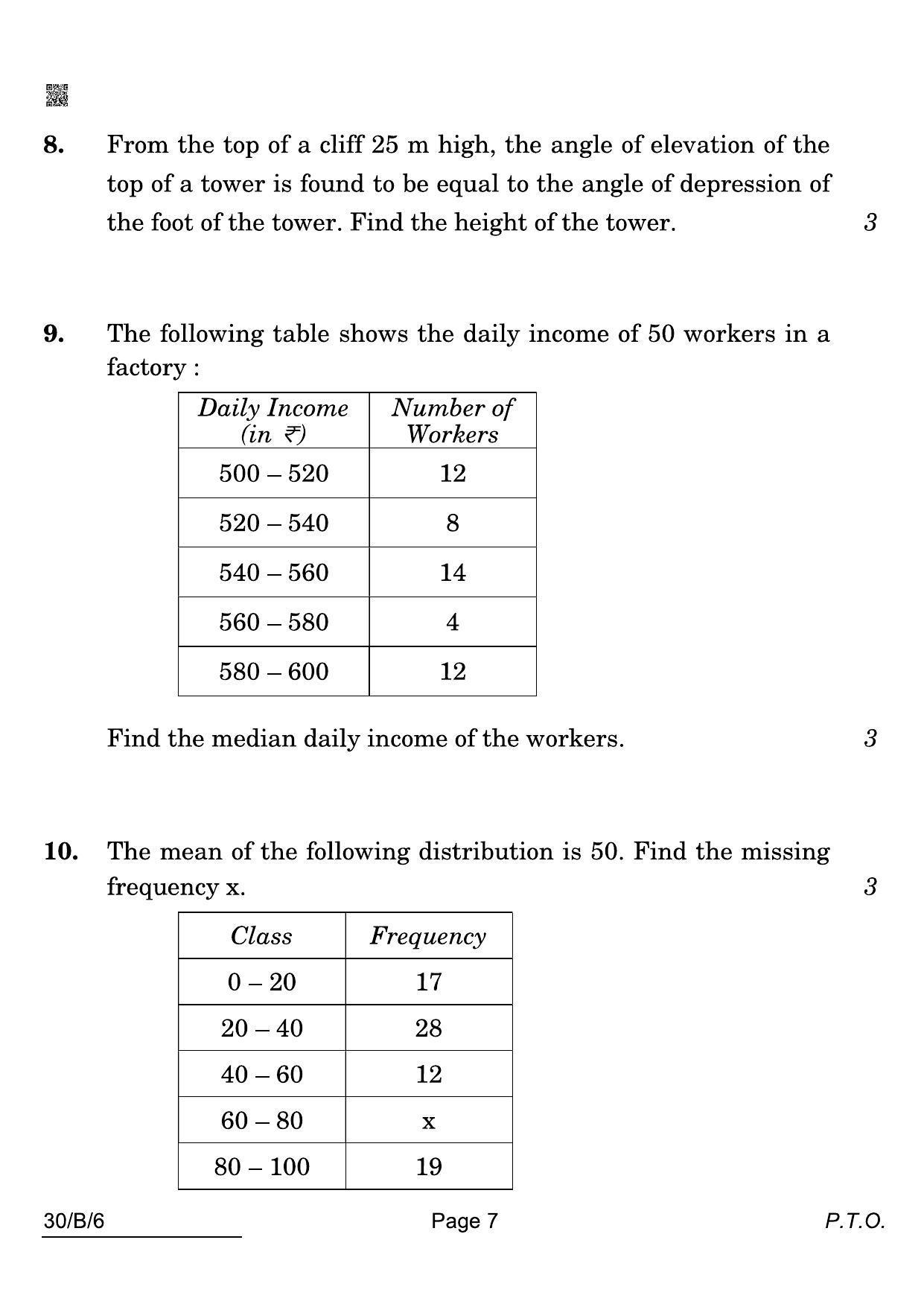 CBSE Class 10 30-B-6 Maths Std Blind 2022 Compartment Question Paper - Page 7