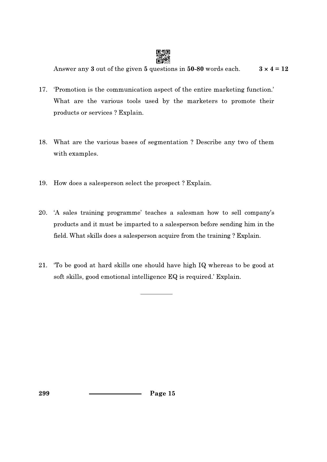 CBSE Class 10 Marketing & Sales 2024 Question Paper - Page 15