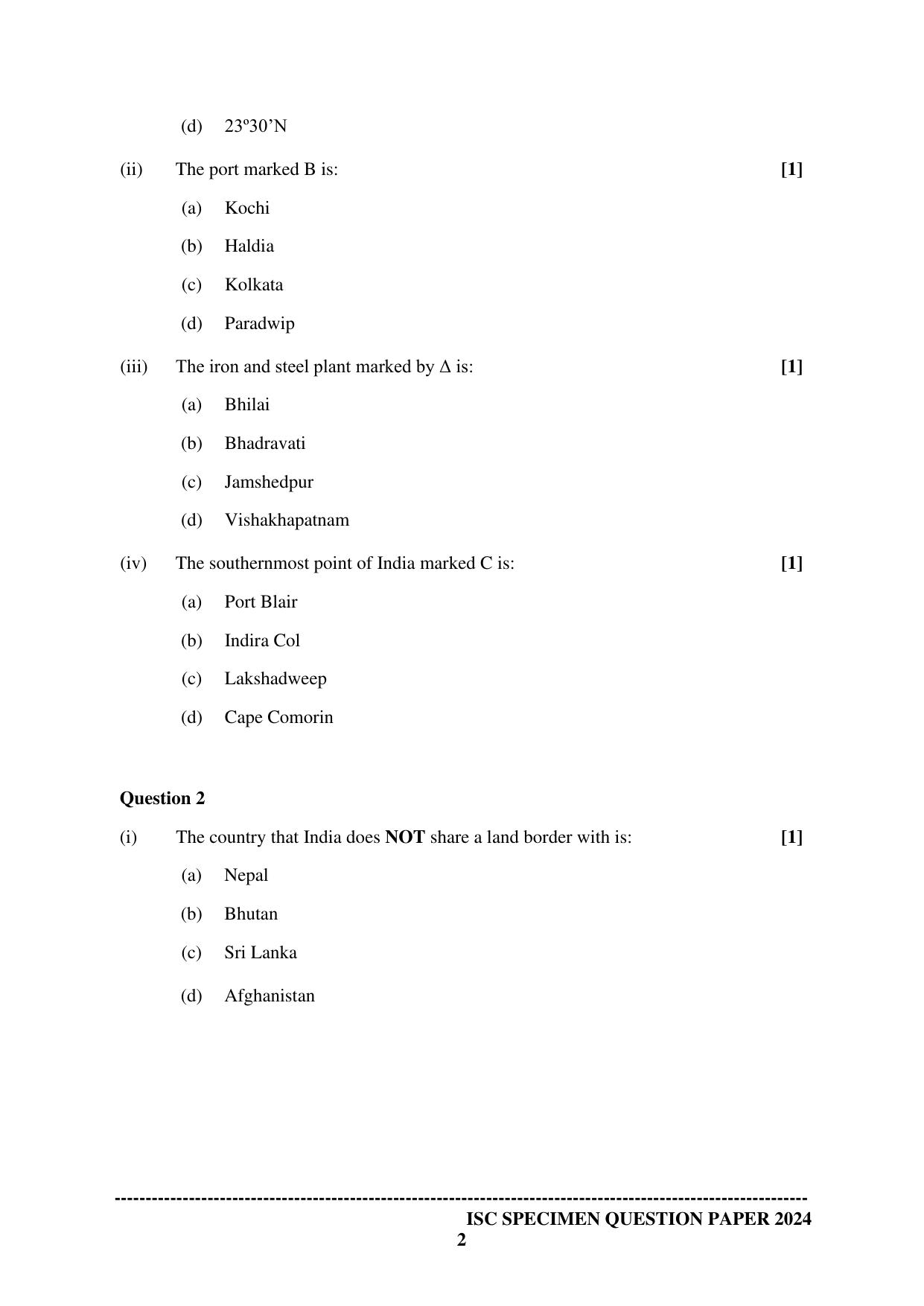 ISC Class 12 2024 Geography Sample Paper - Page 2