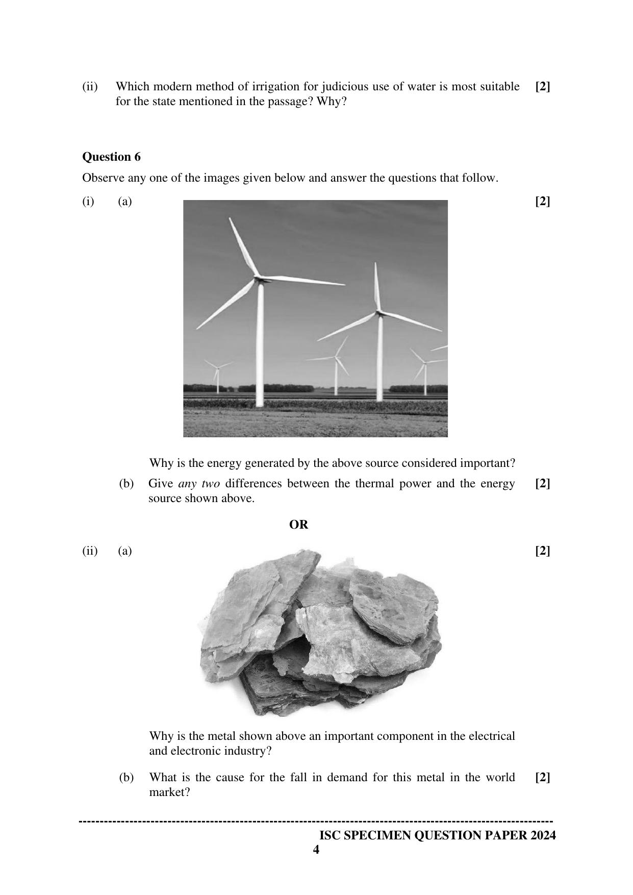 ISC Class 12 2024 Geography Sample Paper - Page 4