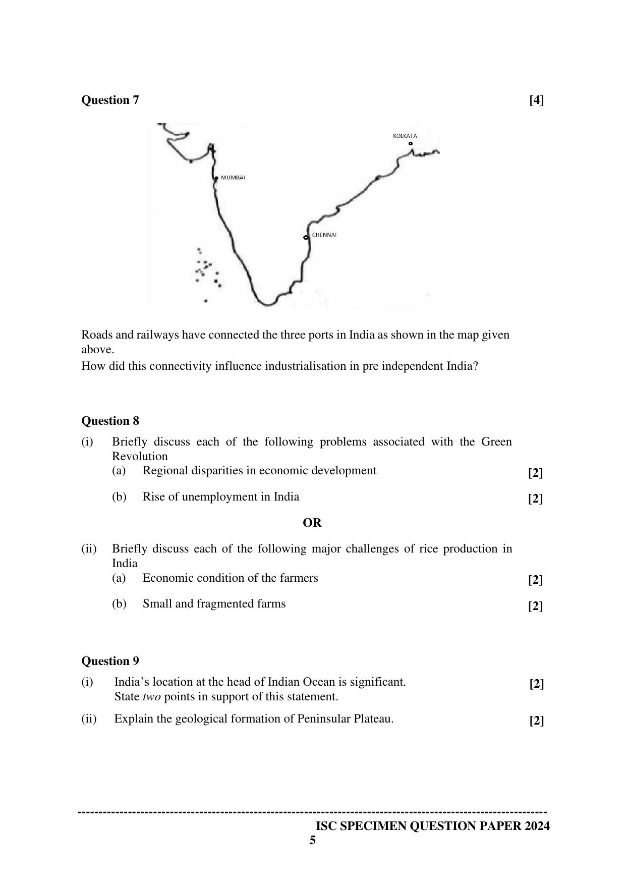 ISC Class 12 2024 Geography Sample Paper - Page 5