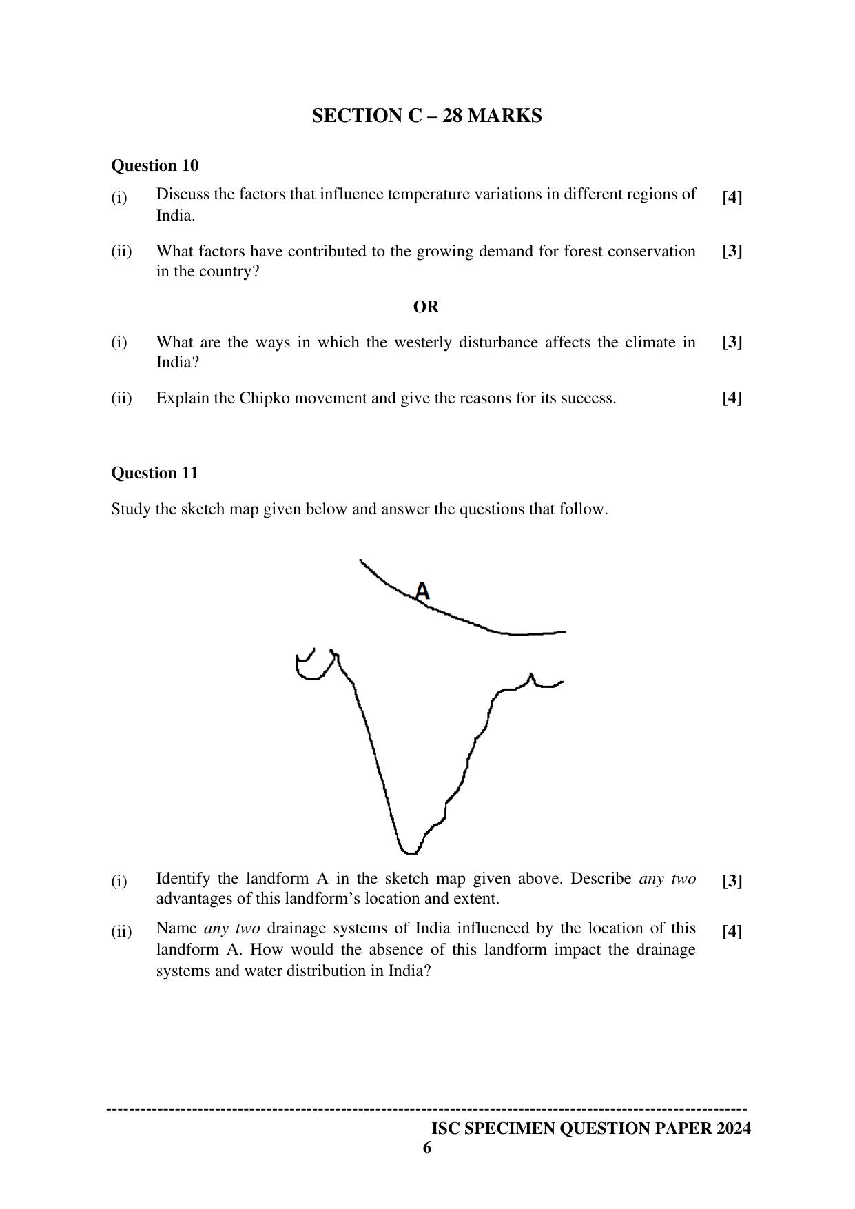 ISC Class 12 2024 Geography Sample Paper - Page 6