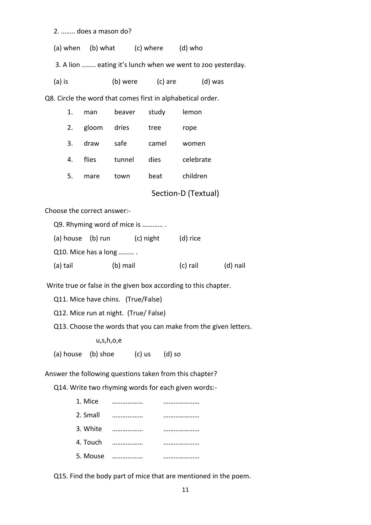 Chhattisgarh Board Class 4 English Question Bank - Page 15