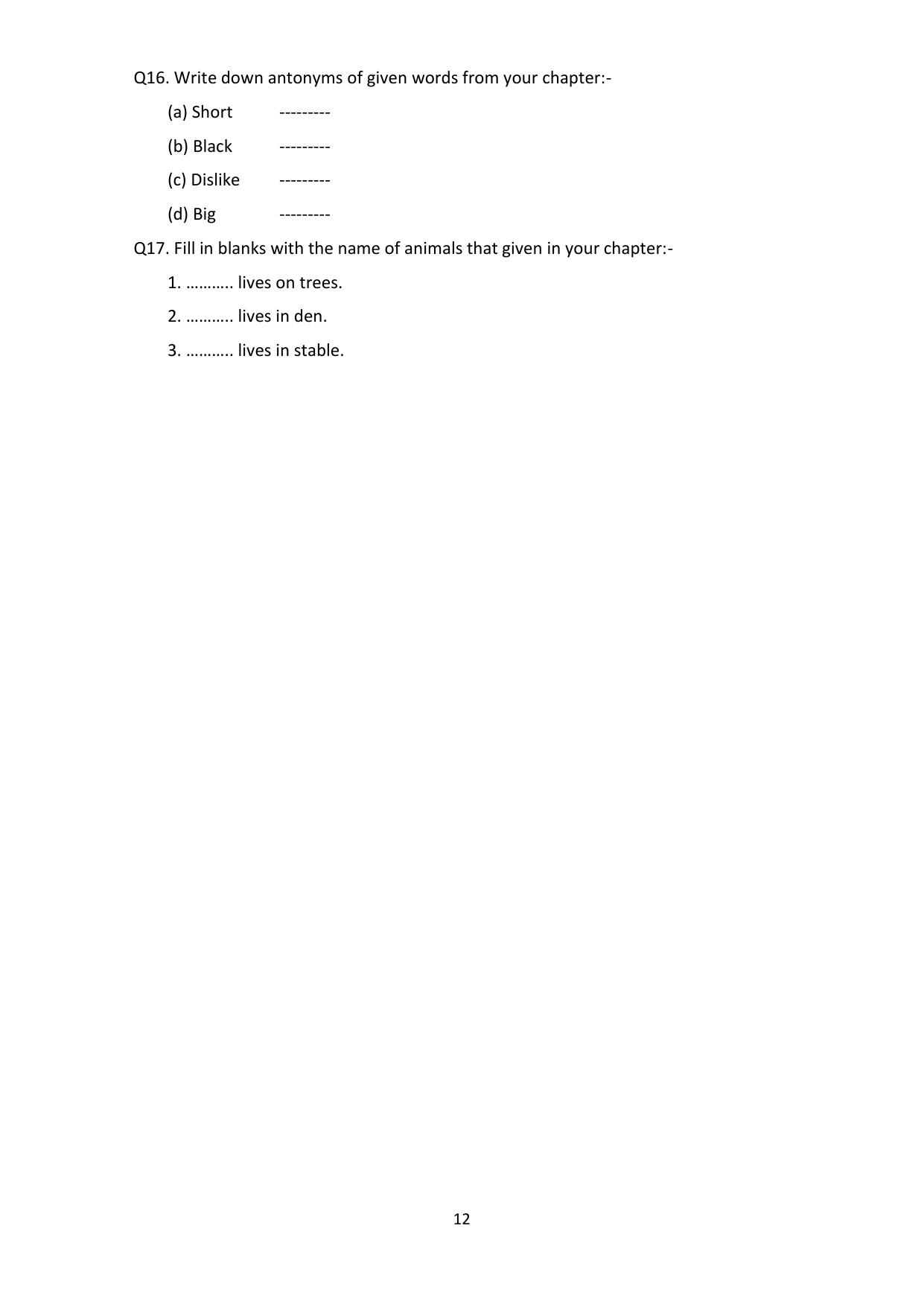 Chhattisgarh Board Class 4 English Question Bank - Page 16