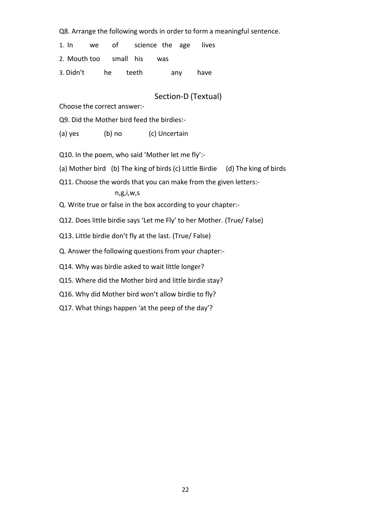Chhattisgarh Board Class 4 English Question Bank - Page 26