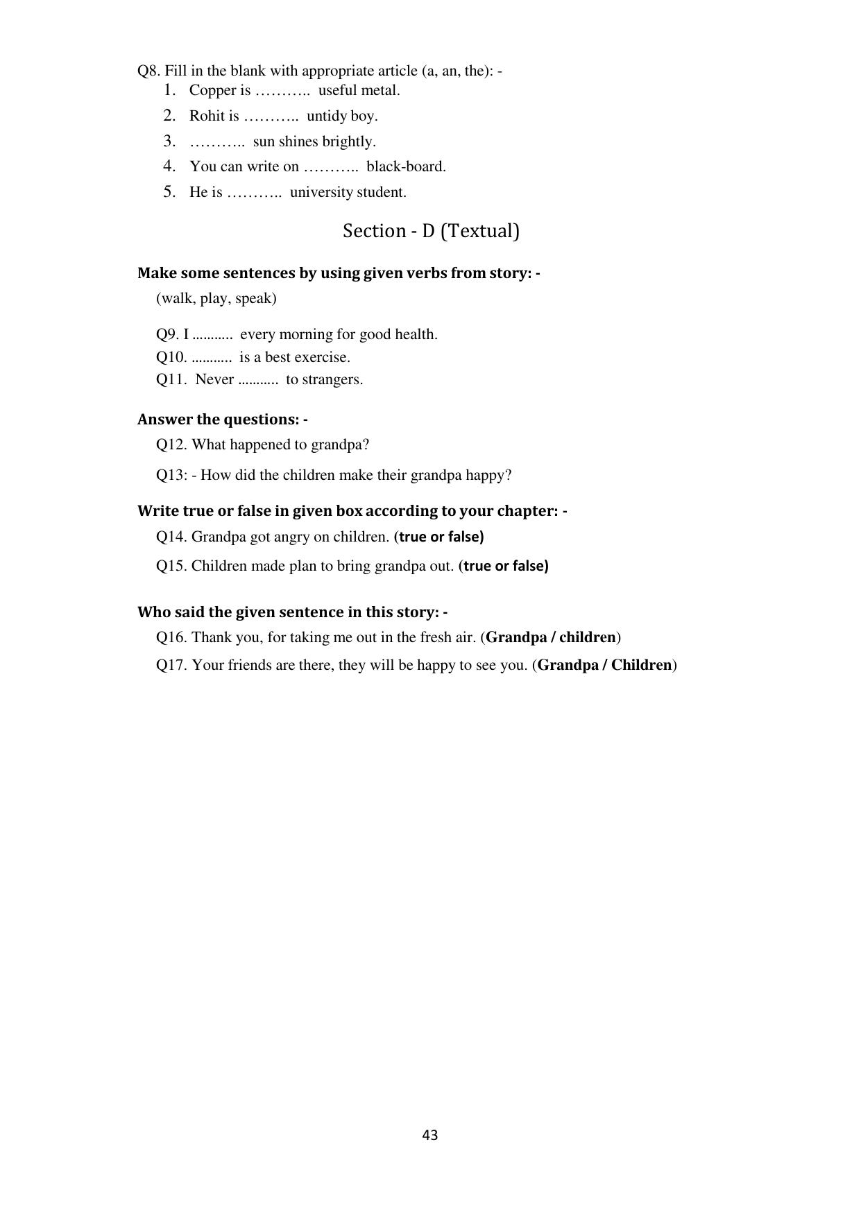 Chhattisgarh Board Class 4 English Question Bank - Page 47