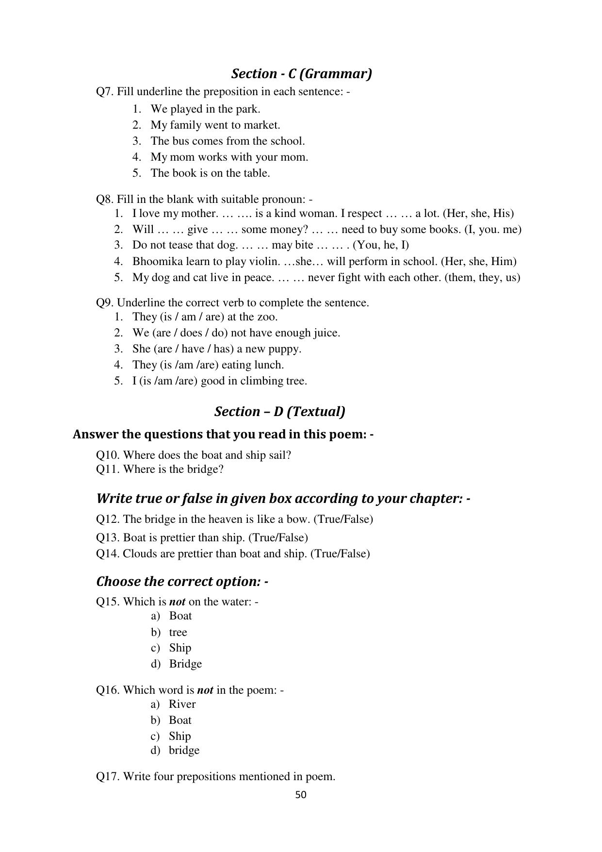 Chhattisgarh Board Class 4 English Question Bank - Page 54