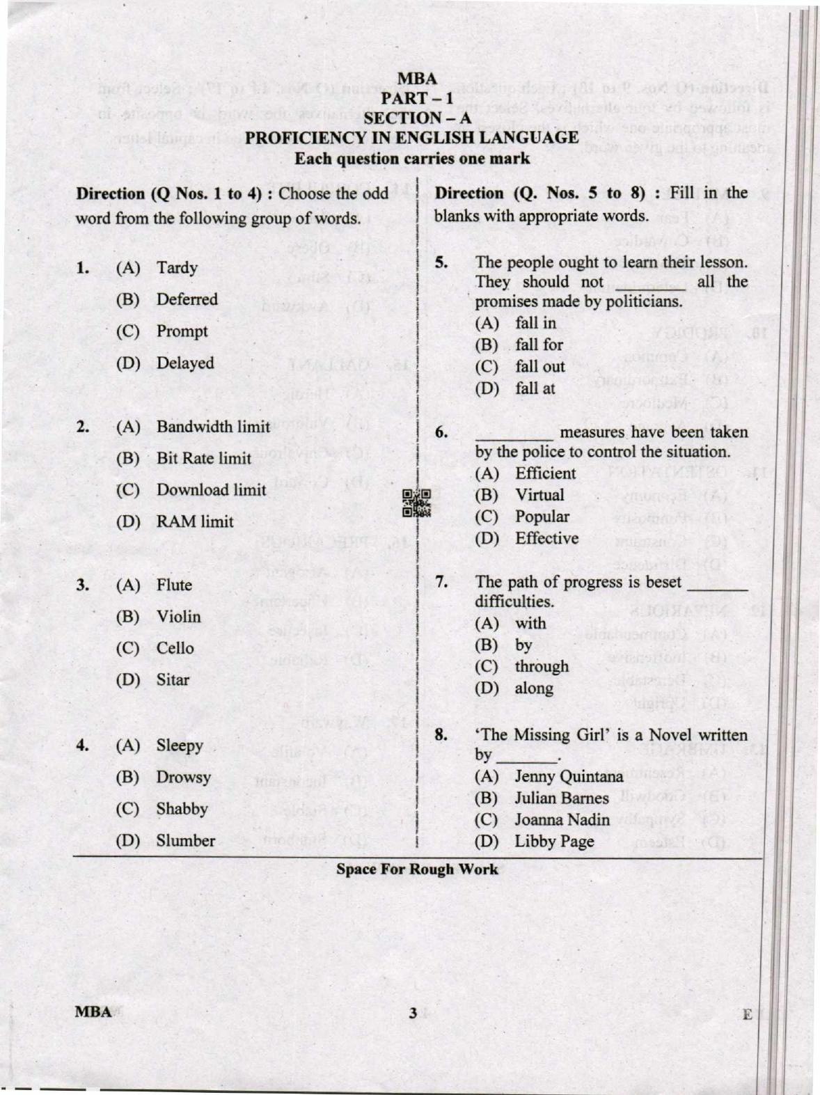 Karnataka PGCET 2019 MBA Question Paper - Page 3