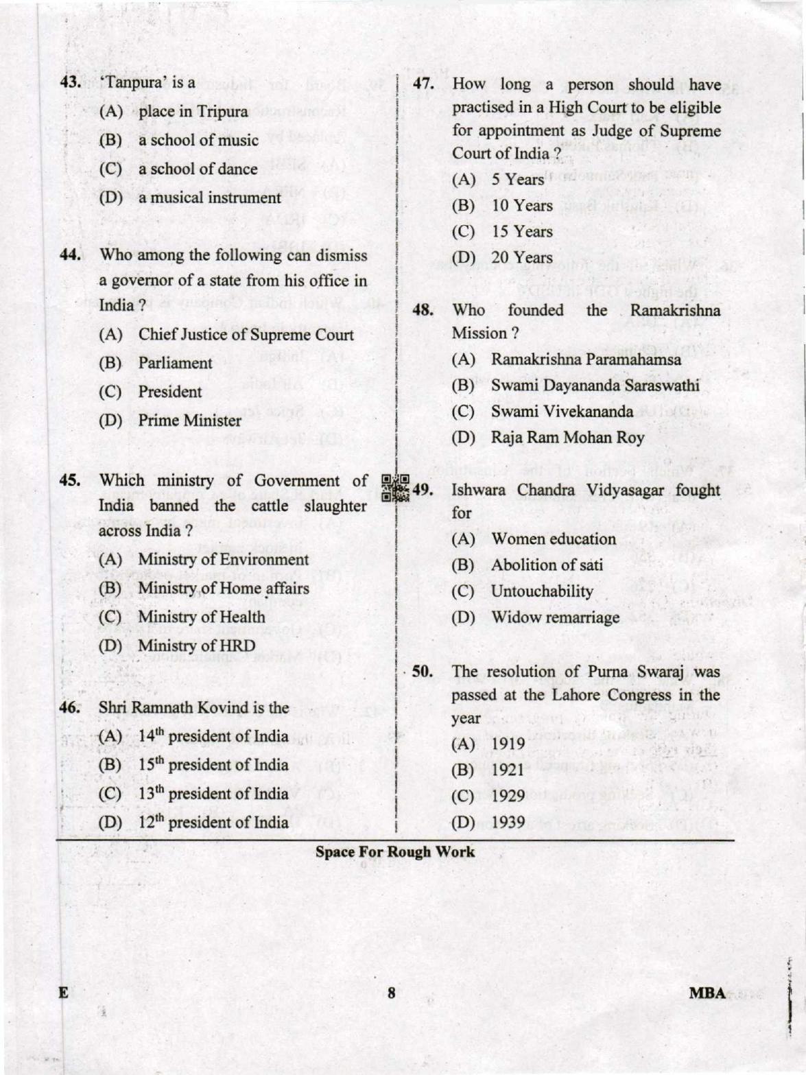 Karnataka PGCET 2019 MBA Question Paper - Page 8