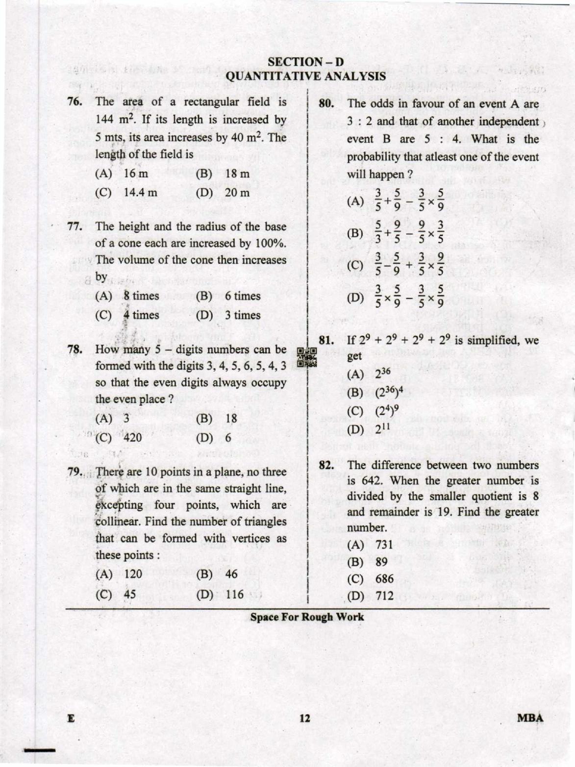 Karnataka PGCET 2019 MBA Question Paper - Page 12