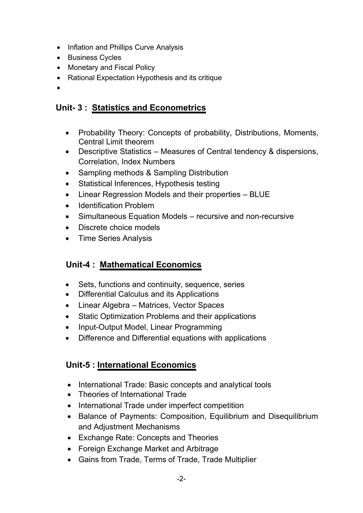 TNSET Syllabus - Economics - Page 2
