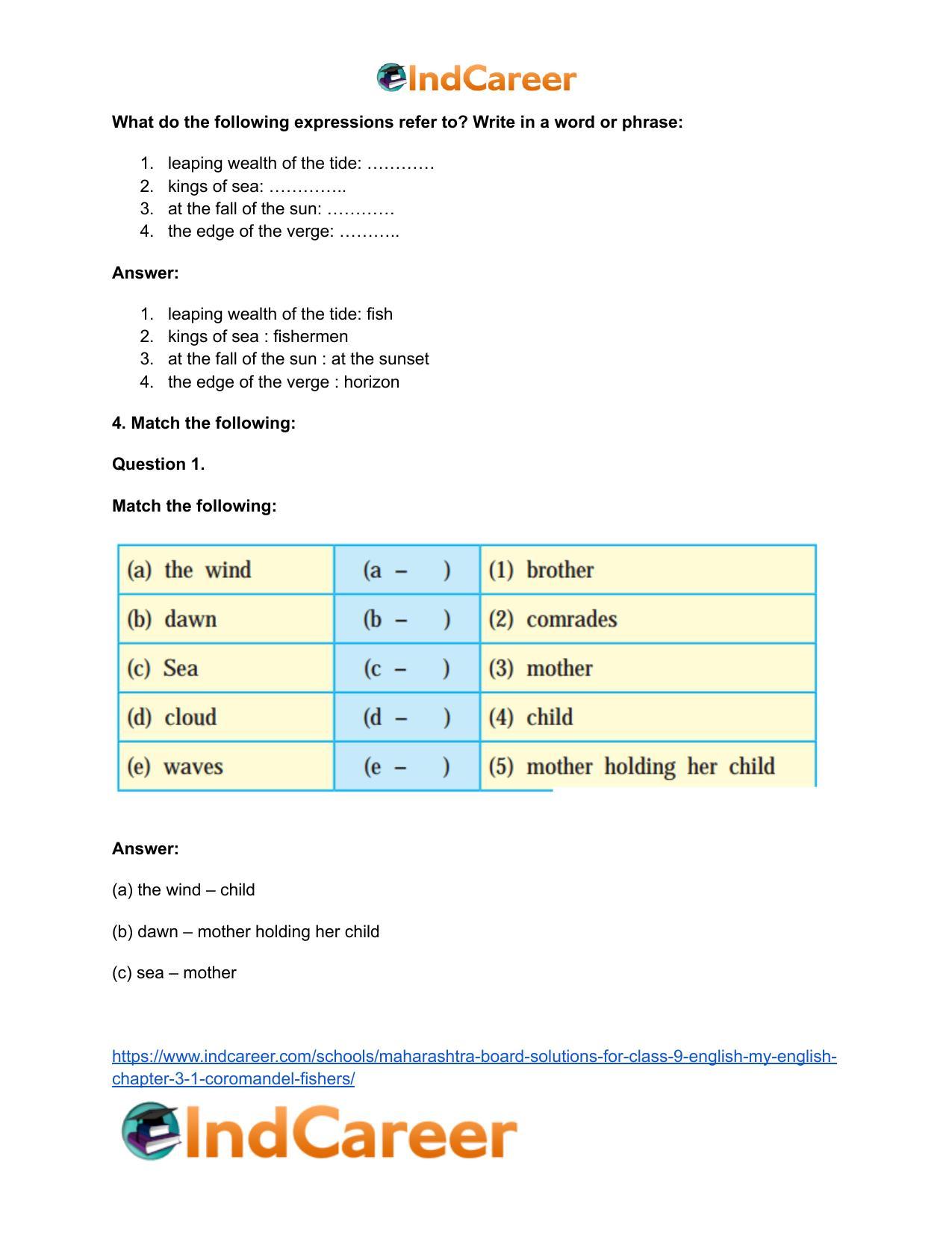 Maharashtra Board Solutions for Class 9- English (My English): Chapter 3.1- Coromandel Fishers - Page 6