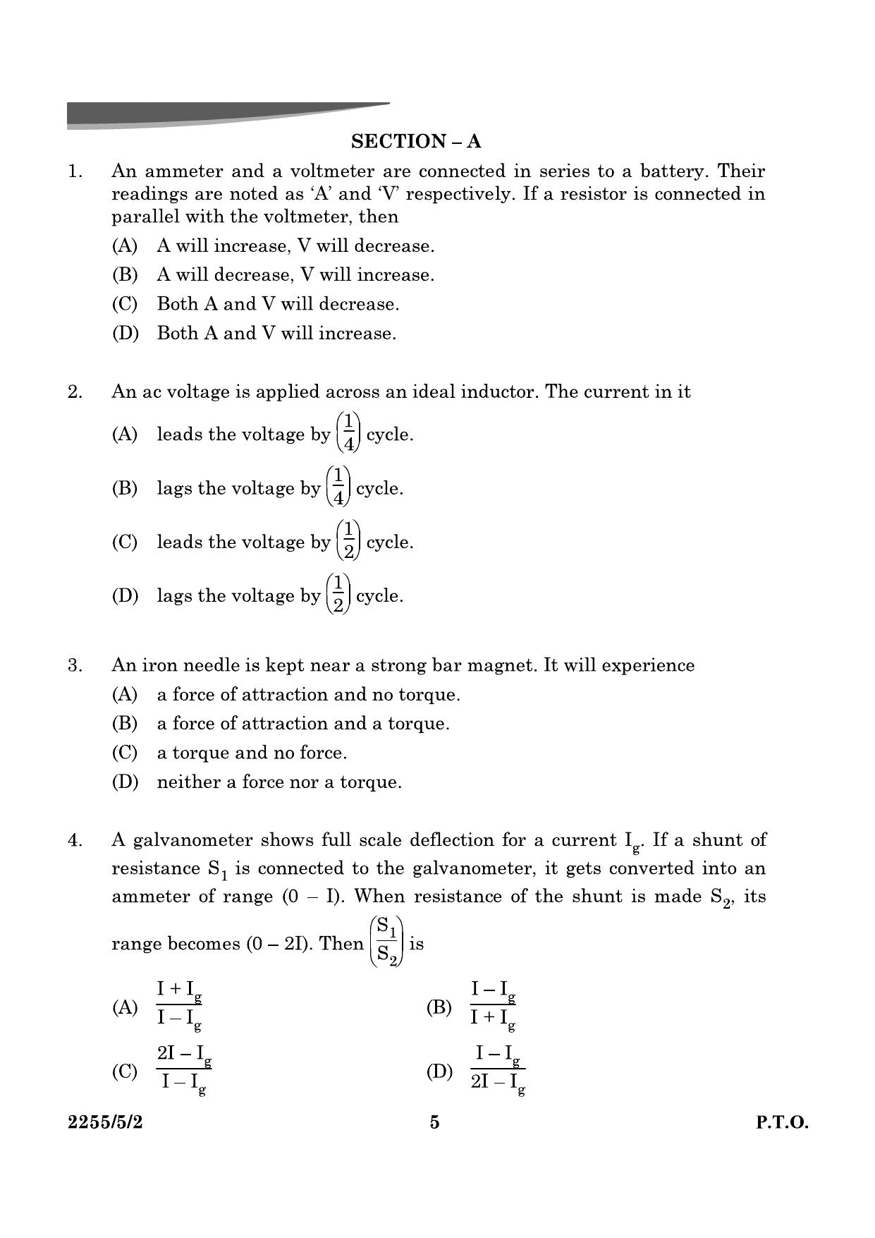 CBSE Class 12 55-5-2 Physics 2024 Question Paper - Page 5