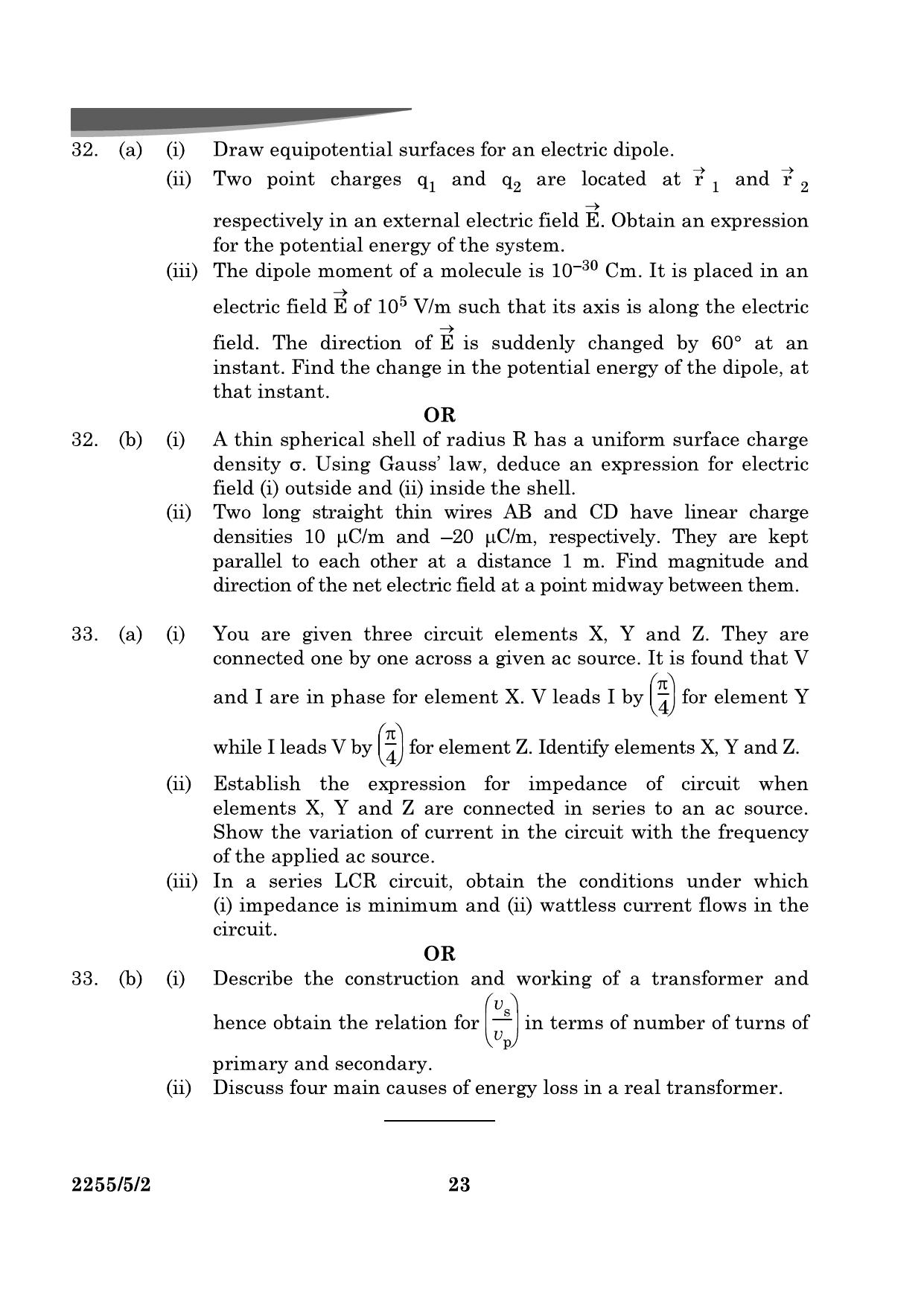 CBSE Class 12 55-5-2 Physics 2024 Question Paper - Page 23