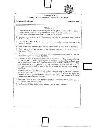 WBJEEB JEMAS (PG) 2020 MSc PS Question Paper
