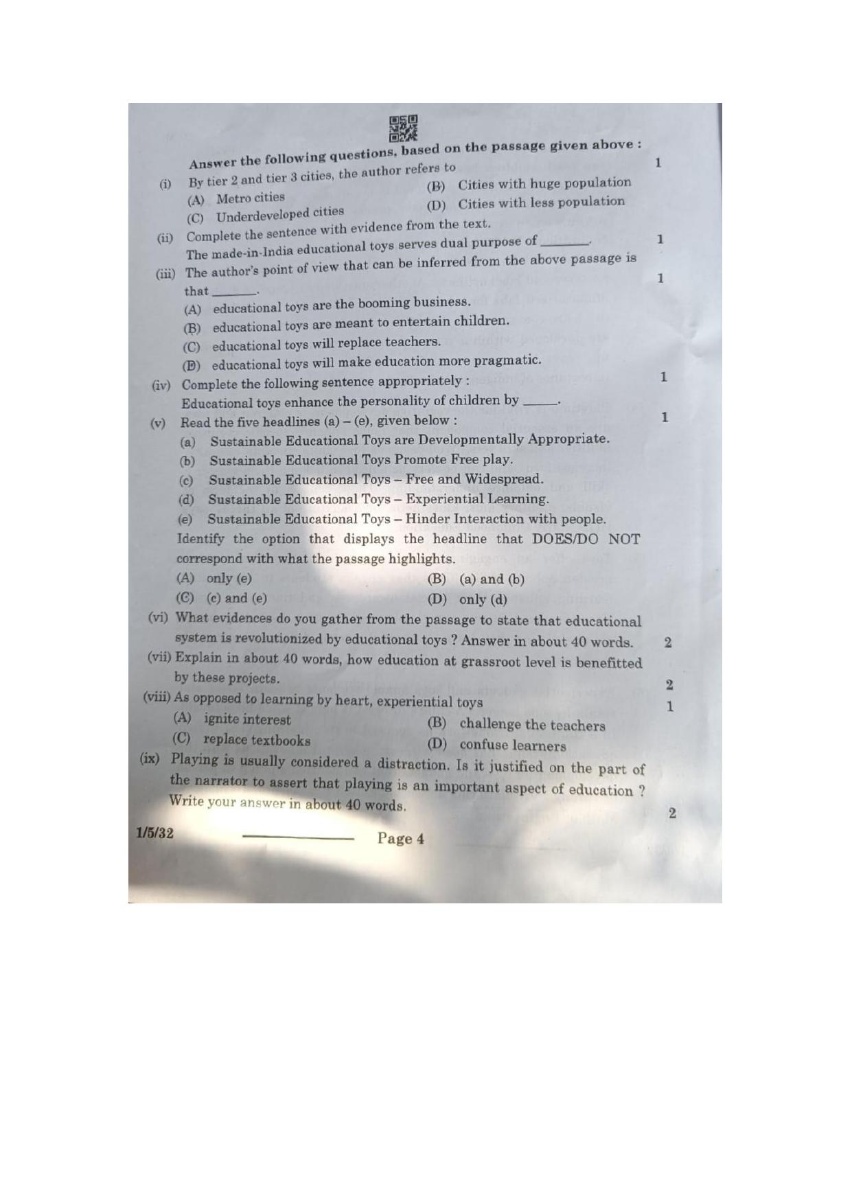 1/5/1 English Core Set 1 2024 Question Paper - Page 4