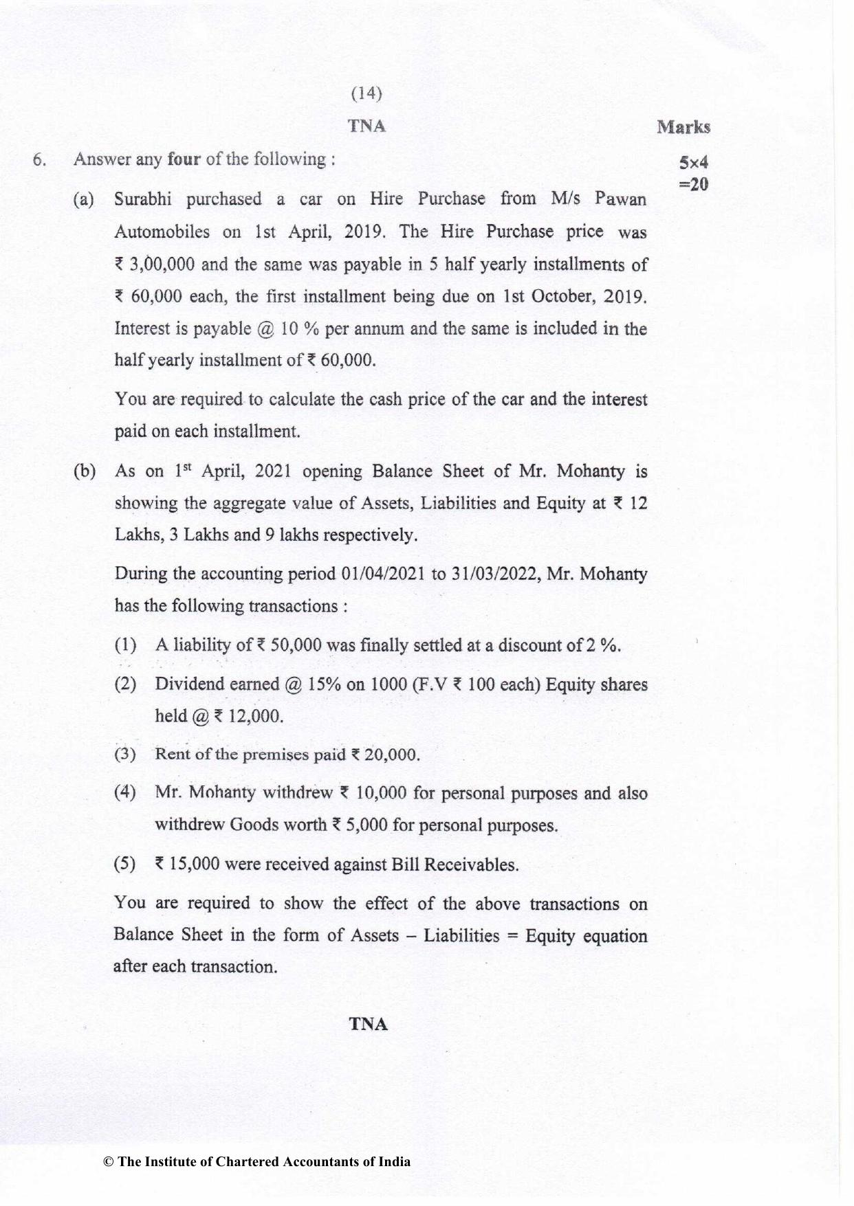 CA Inter Nov 2022 Question Paper - Paper 1 – Accounting - Page 14