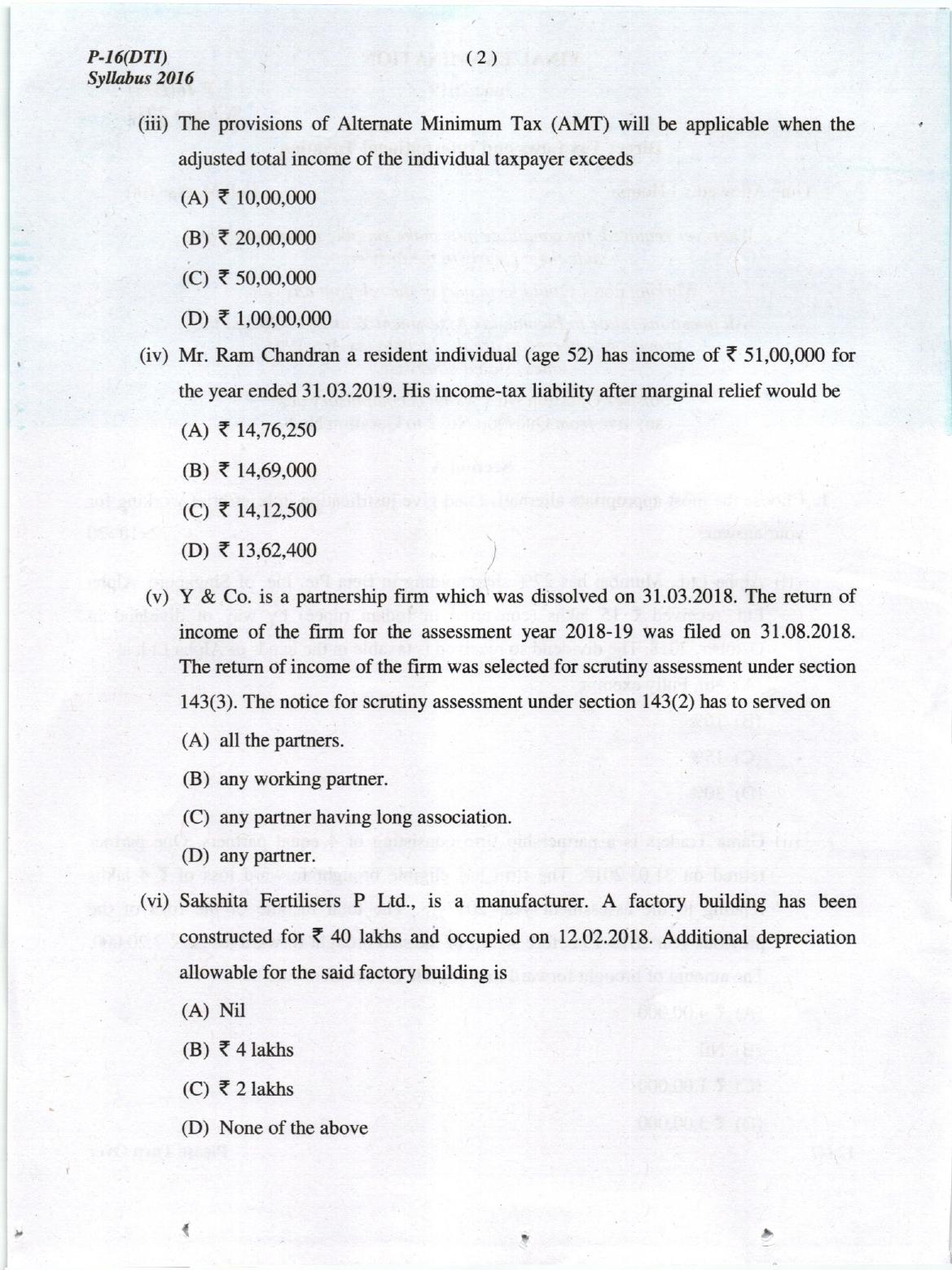 ICMAI June 2019 Tax Laws and International Taxation Question Paper (Final) - Page 2