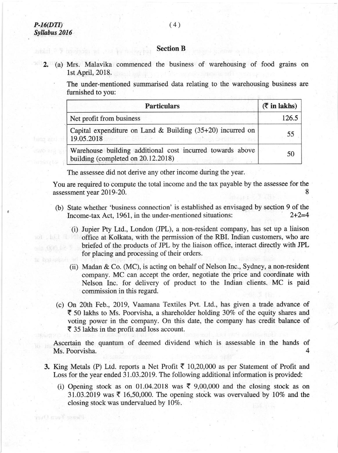 ICMAI June 2019 Tax Laws and International Taxation Question Paper (Final) - Page 4