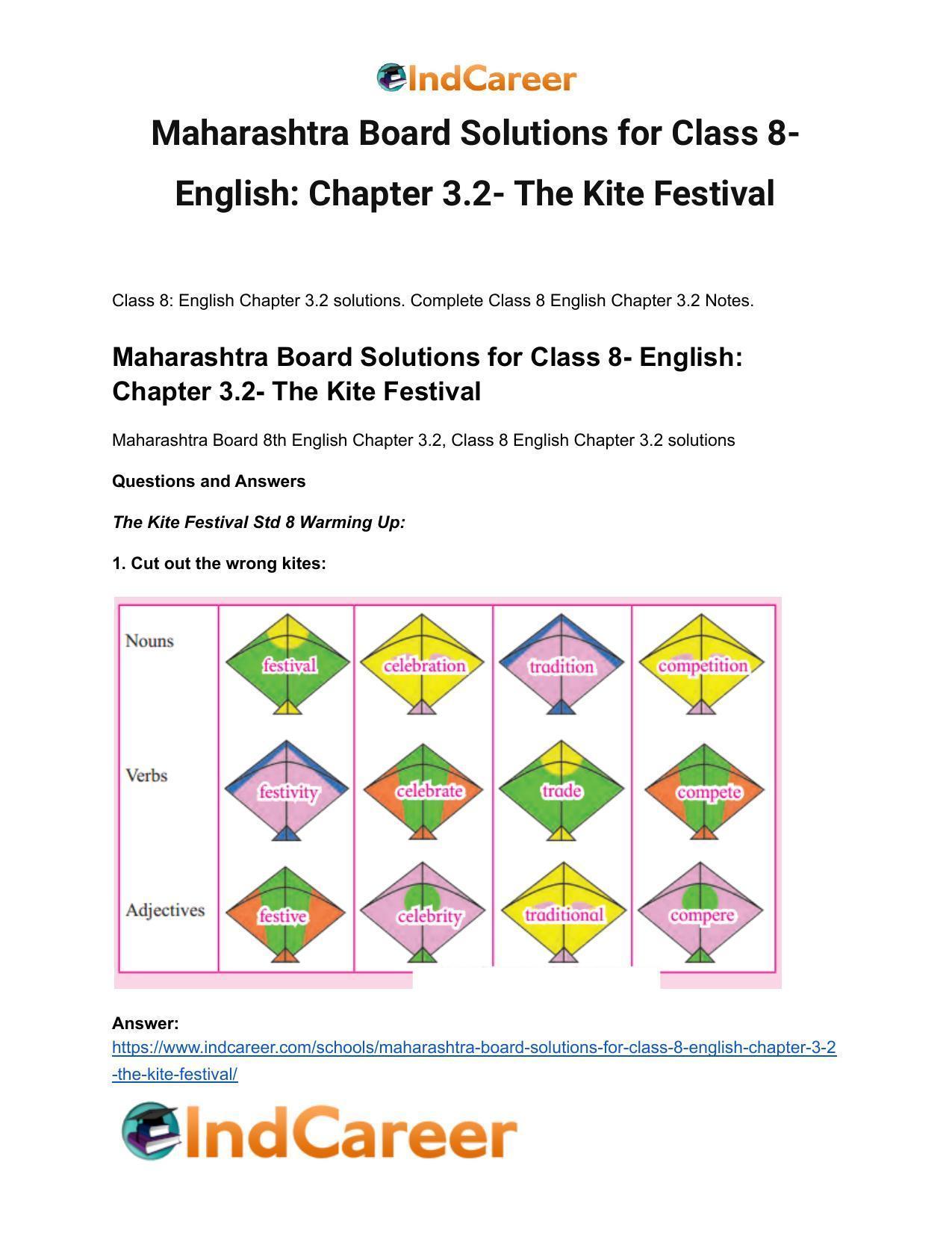 Maharashtra Board Solutions for Class 8- English: Chapter 3.2- The Kite Festival - Page 2