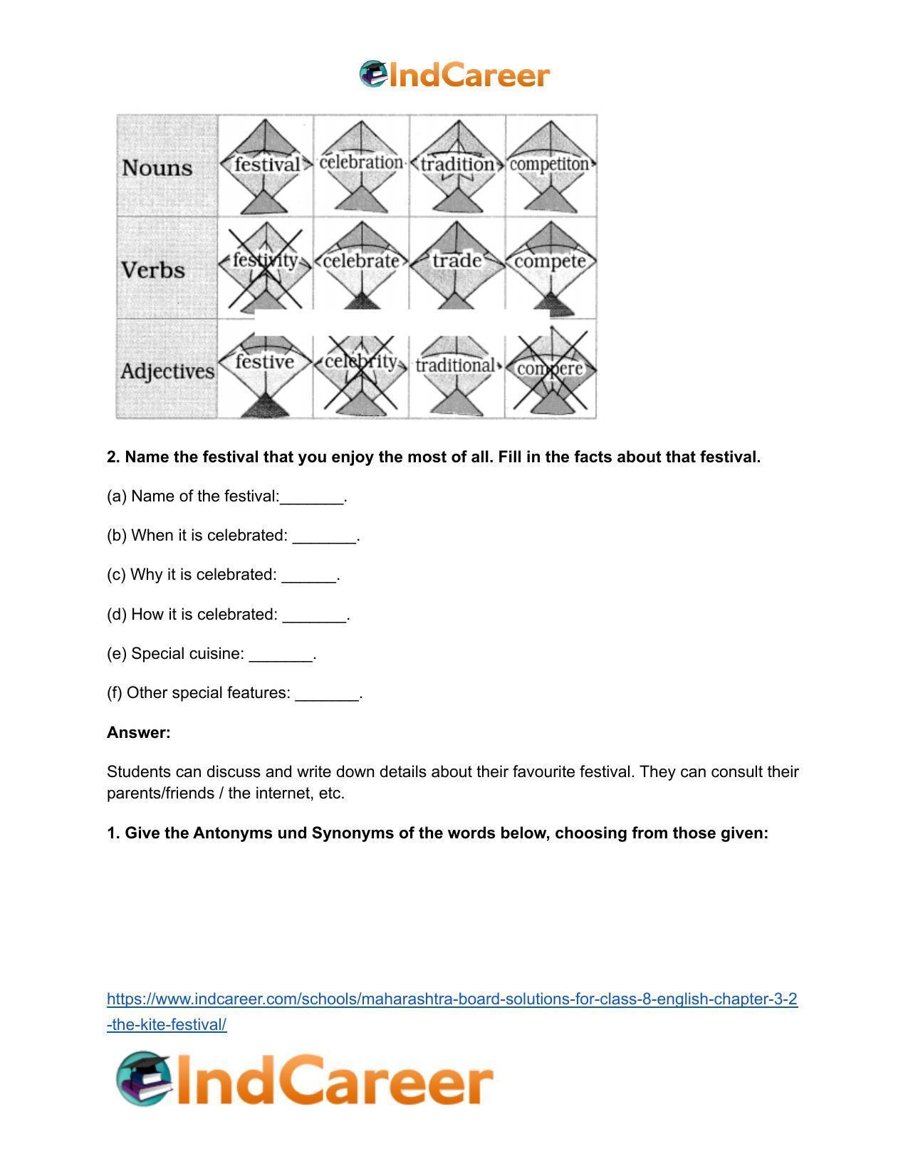 Maharashtra Board Solutions for Class 8- English: Chapter 3.2- The Kite Festival - Page 3
