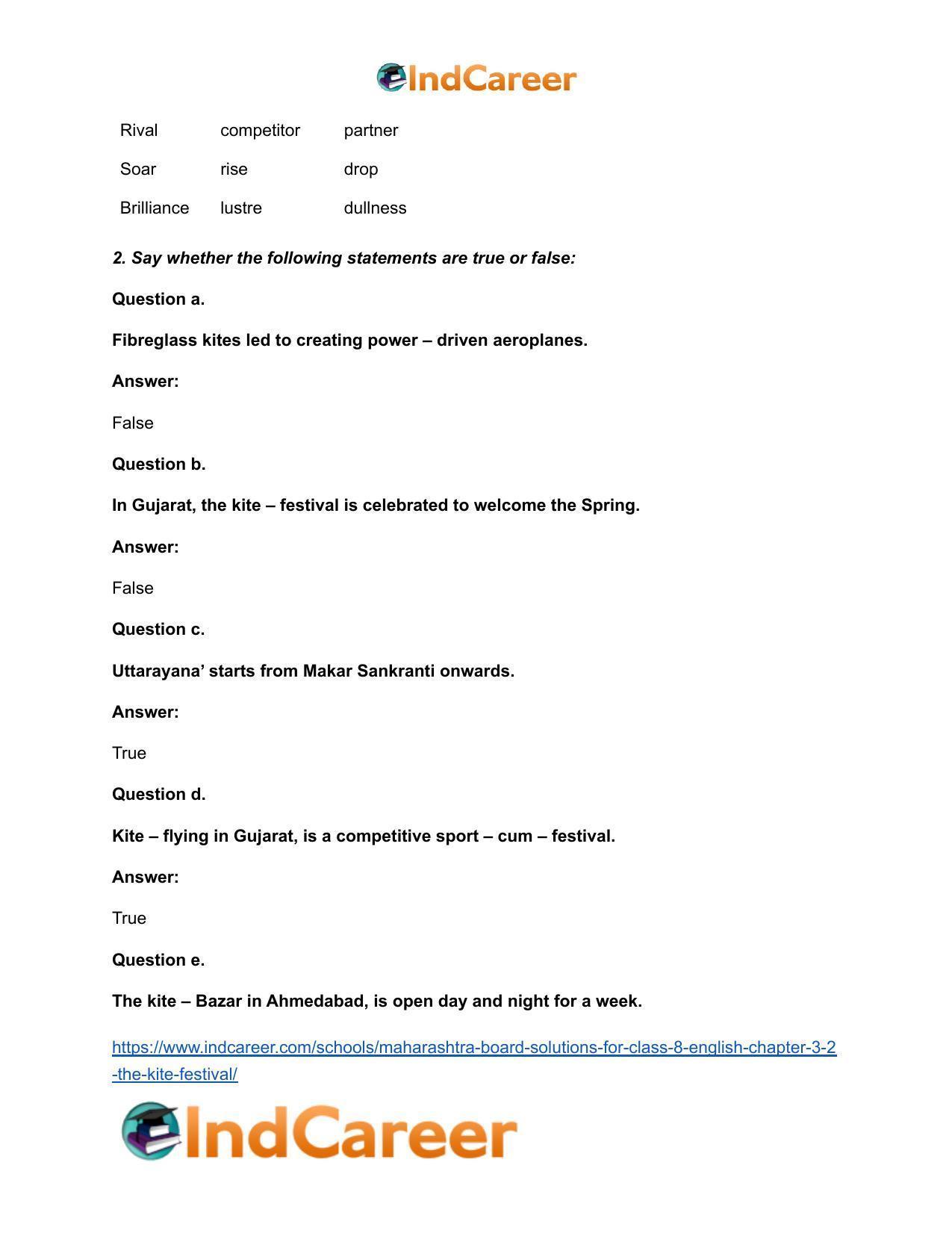 Maharashtra Board Solutions for Class 8- English: Chapter 3.2- The Kite Festival - Page 5