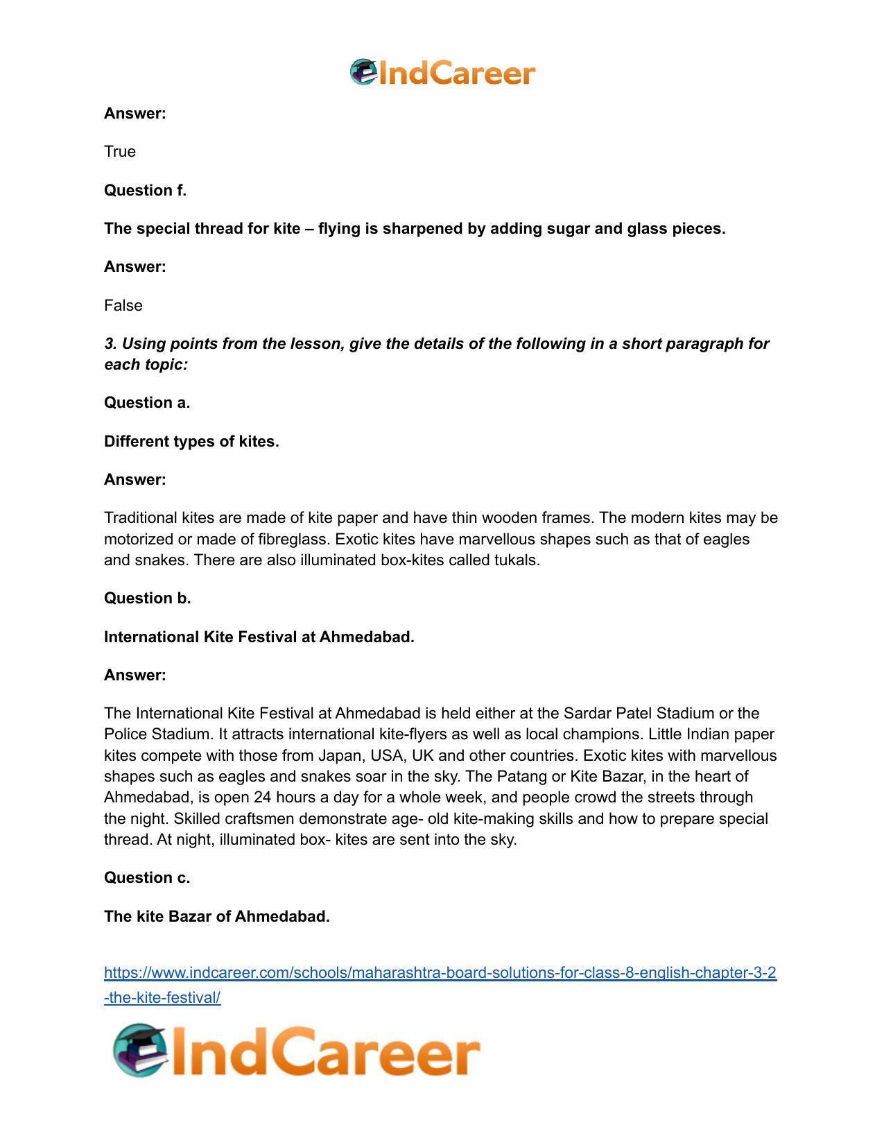 Maharashtra Board Solutions for Class 8- English: Chapter 3.2- The Kite Festival - Page 6