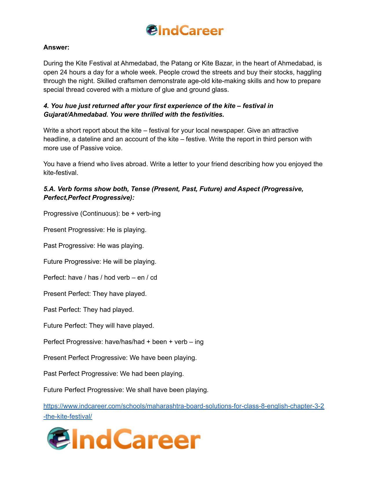 Maharashtra Board Solutions for Class 8- English: Chapter 3.2- The Kite Festival - Page 7