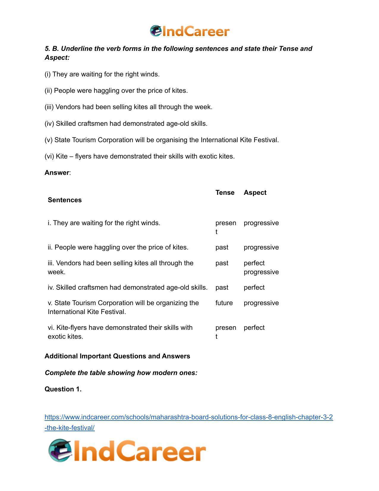Maharashtra Board Solutions for Class 8- English: Chapter 3.2- The Kite Festival - Page 8