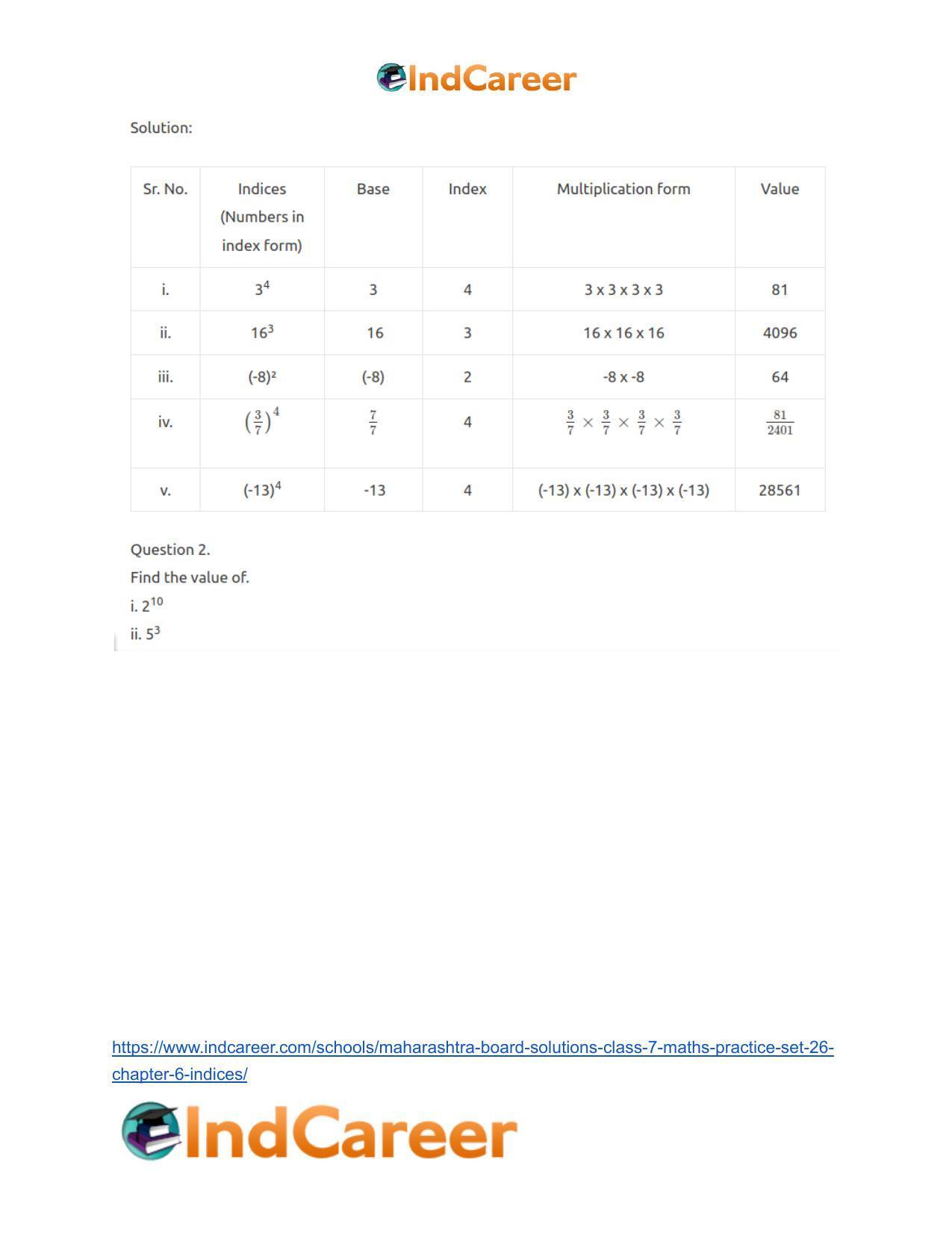 Maharashtra Board Solutions Class 7-Maths (Practice Set 26): Chapter 6- Indices - Page 4
