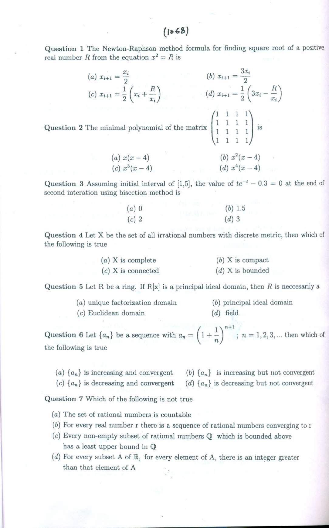 PU MPET Mathematics 2018 Question Papers - Page 2