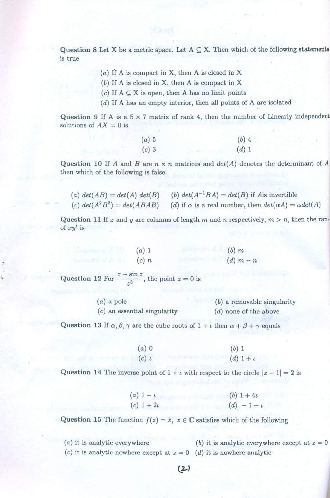 PU MPET Mathematics 2018 Question Papers - Page 3