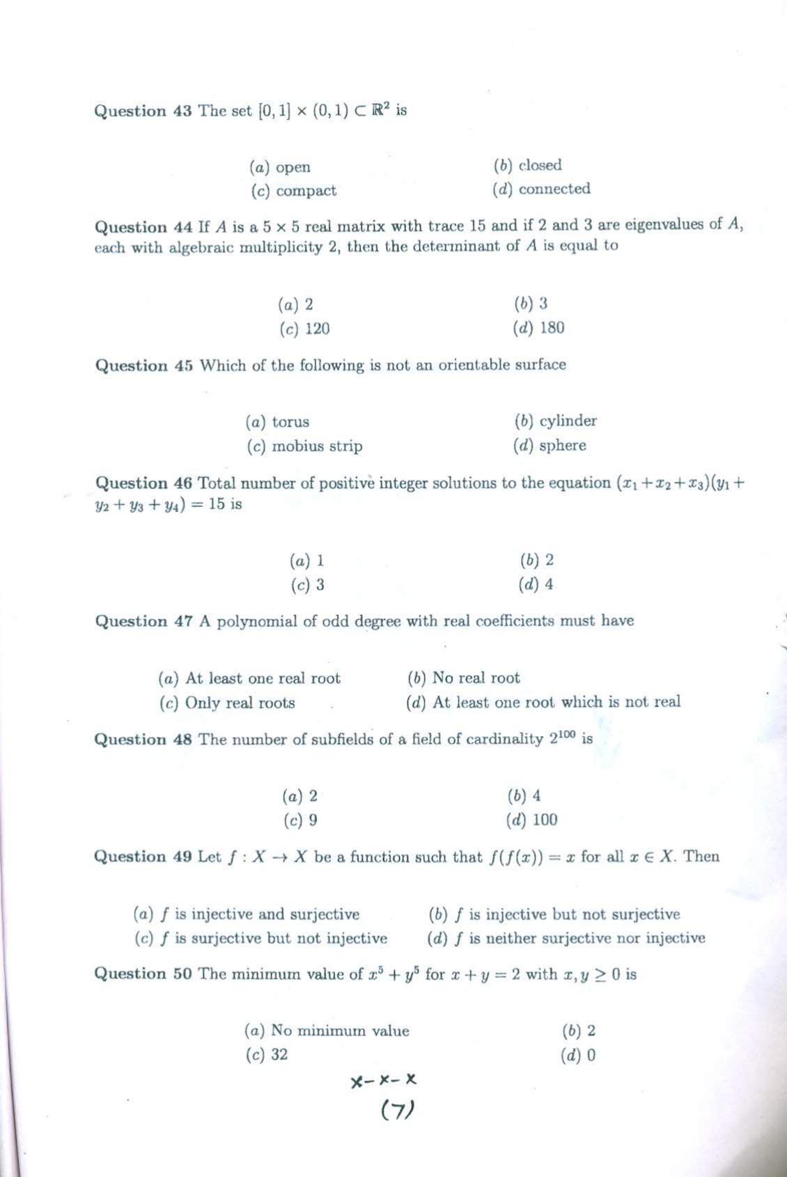 PU MPET Mathematics 2018 Question Papers - Page 8