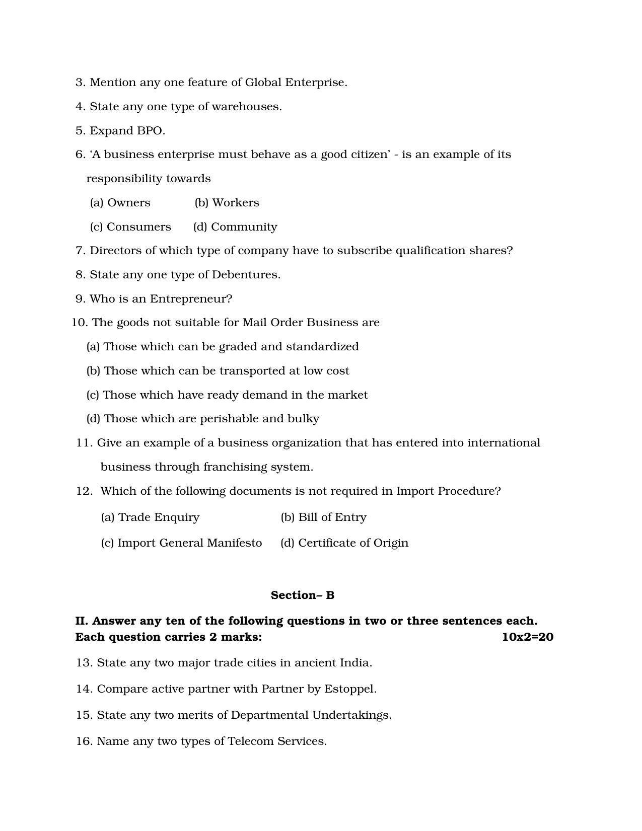 Karnataka 1st PUC Question Bank for Business Studies QB - Page 30