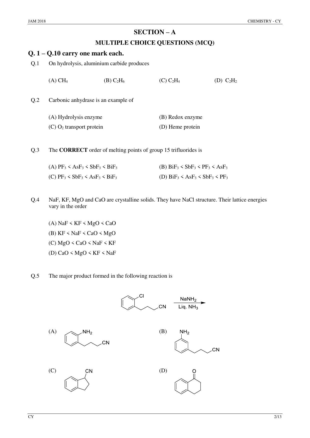 JAM 2018: CY Question Paper - Page 2