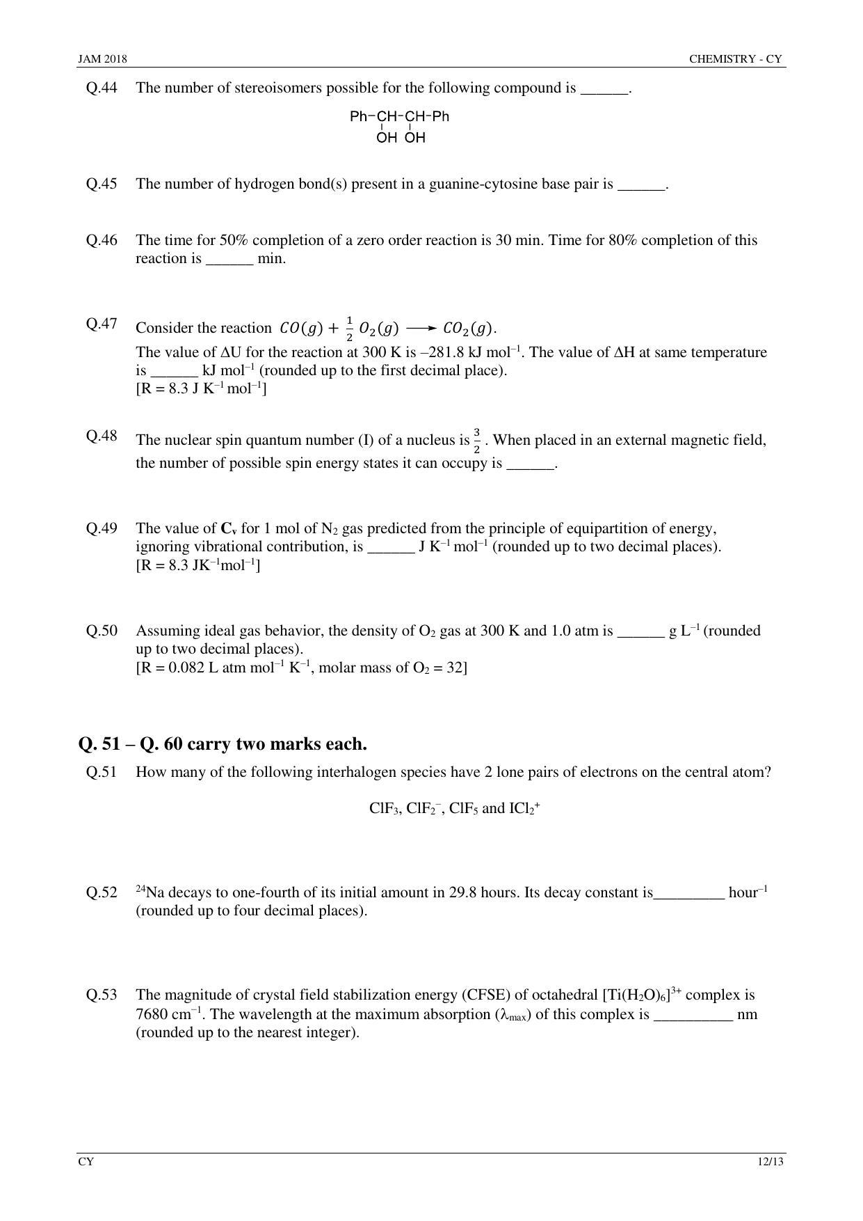JAM 2018: CY Question Paper - Page 12
