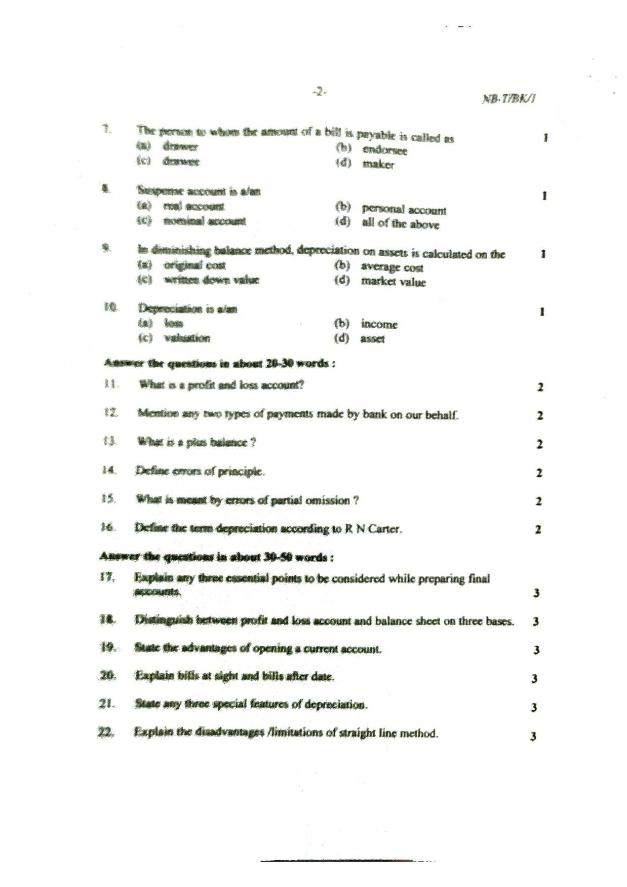 Nagaland Board Class 10 Accountancy 2022 Question Paper - Page 2
