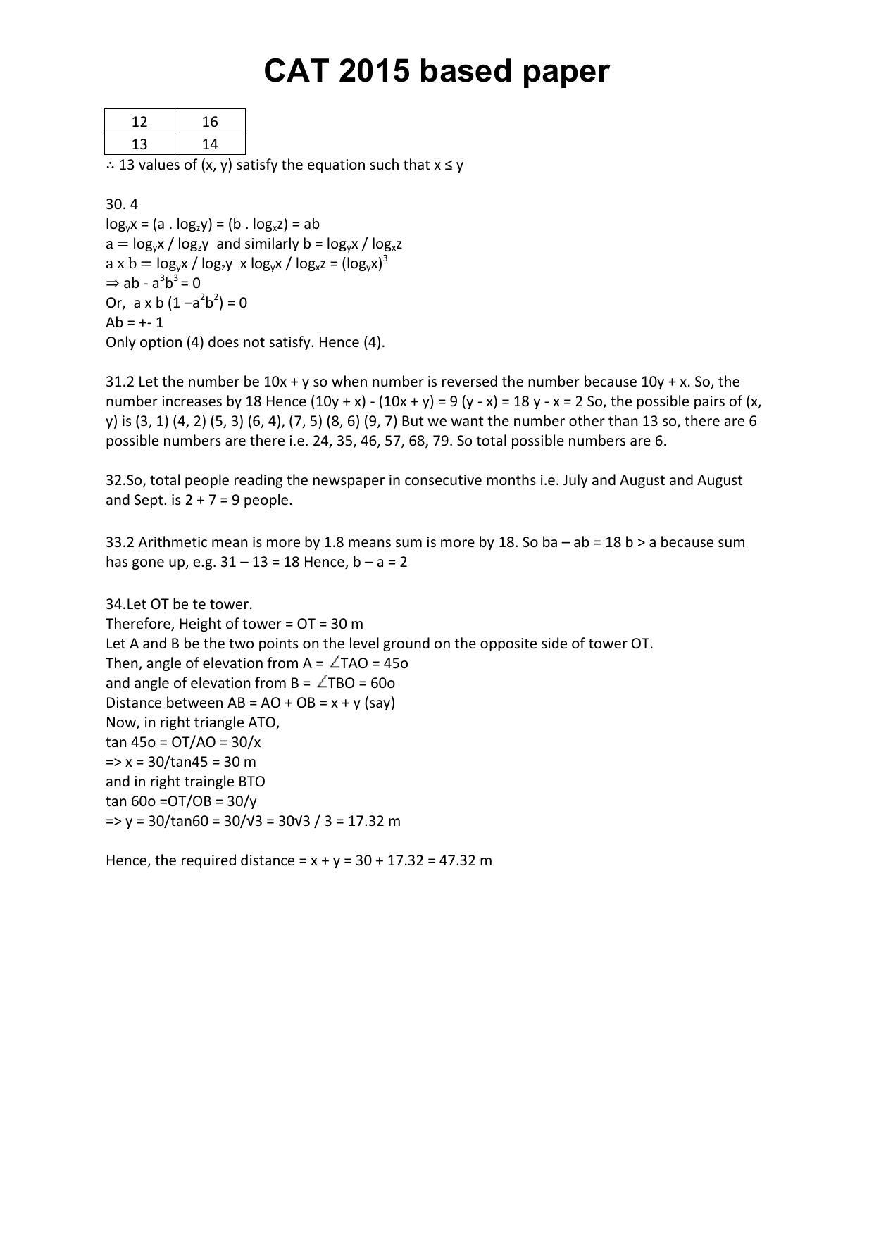 CAT 2015 CAT QA Answer Key - Page 6