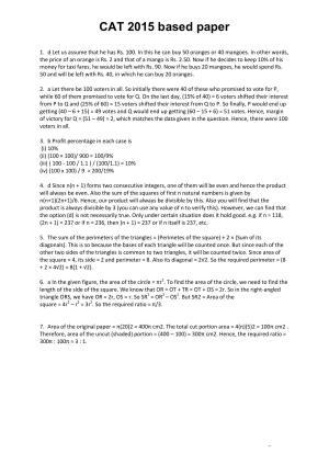 CAT 2015 CAT QA Answer Key