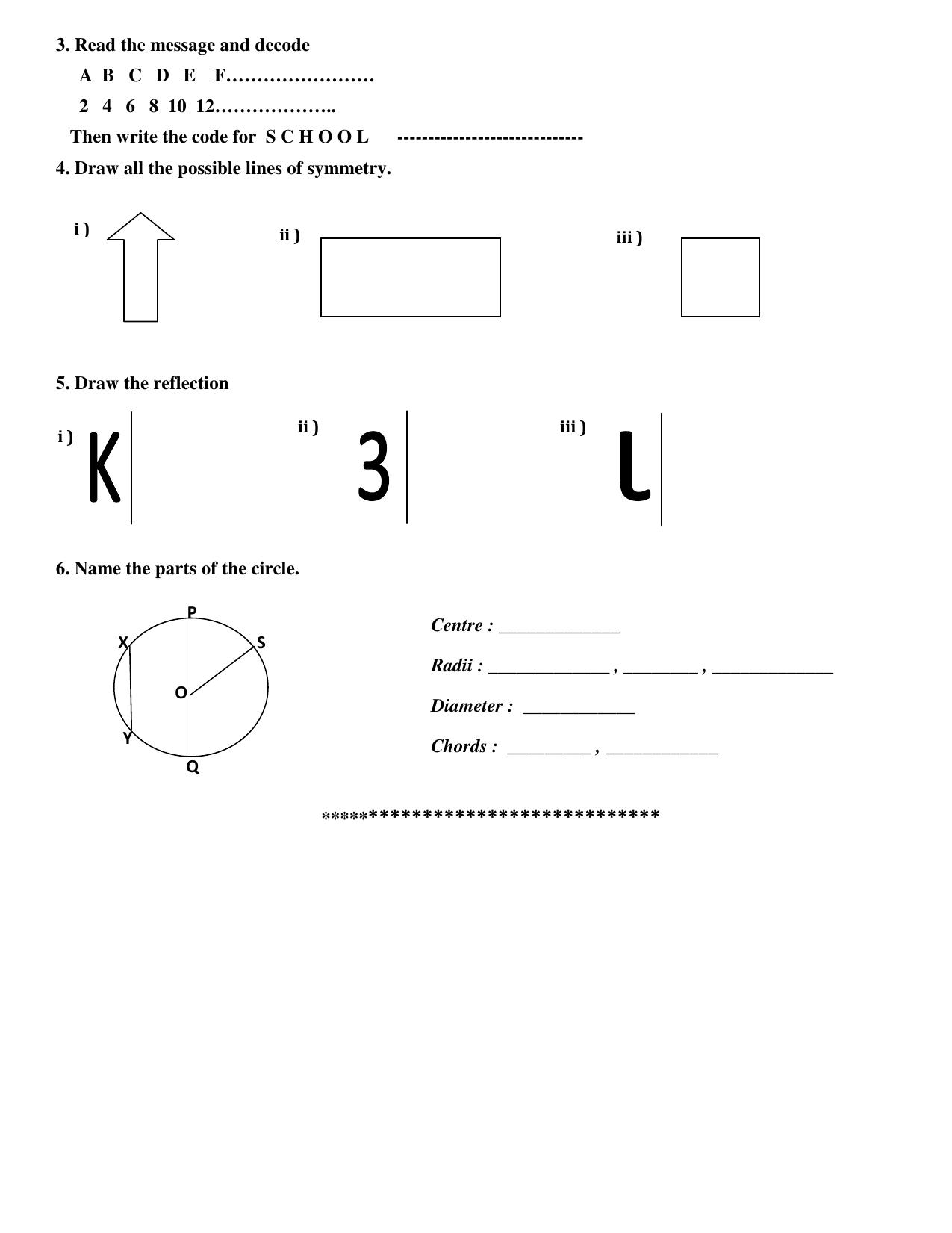 Worksheet for Class 4 Maths Assignment 90 Shapes Spaces - Page 2